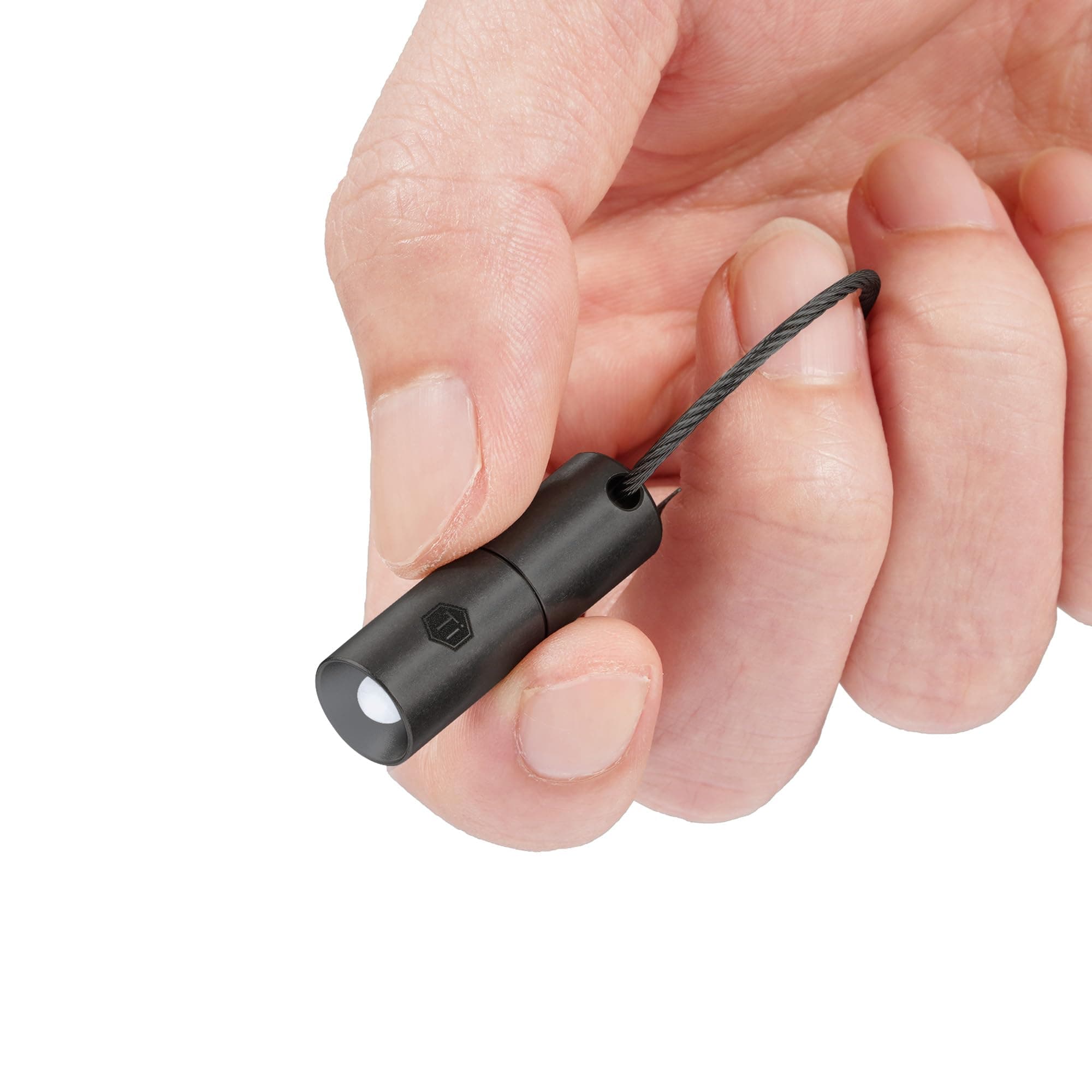 KeyUnity KF00 Titanium Mini Keychain LED Flashlight, 15 Lumens Waterproof Electric Torch Light Handheld Size Single Mode for Camping, Hiking, Climbing, Fishing, Backpacking (Black)