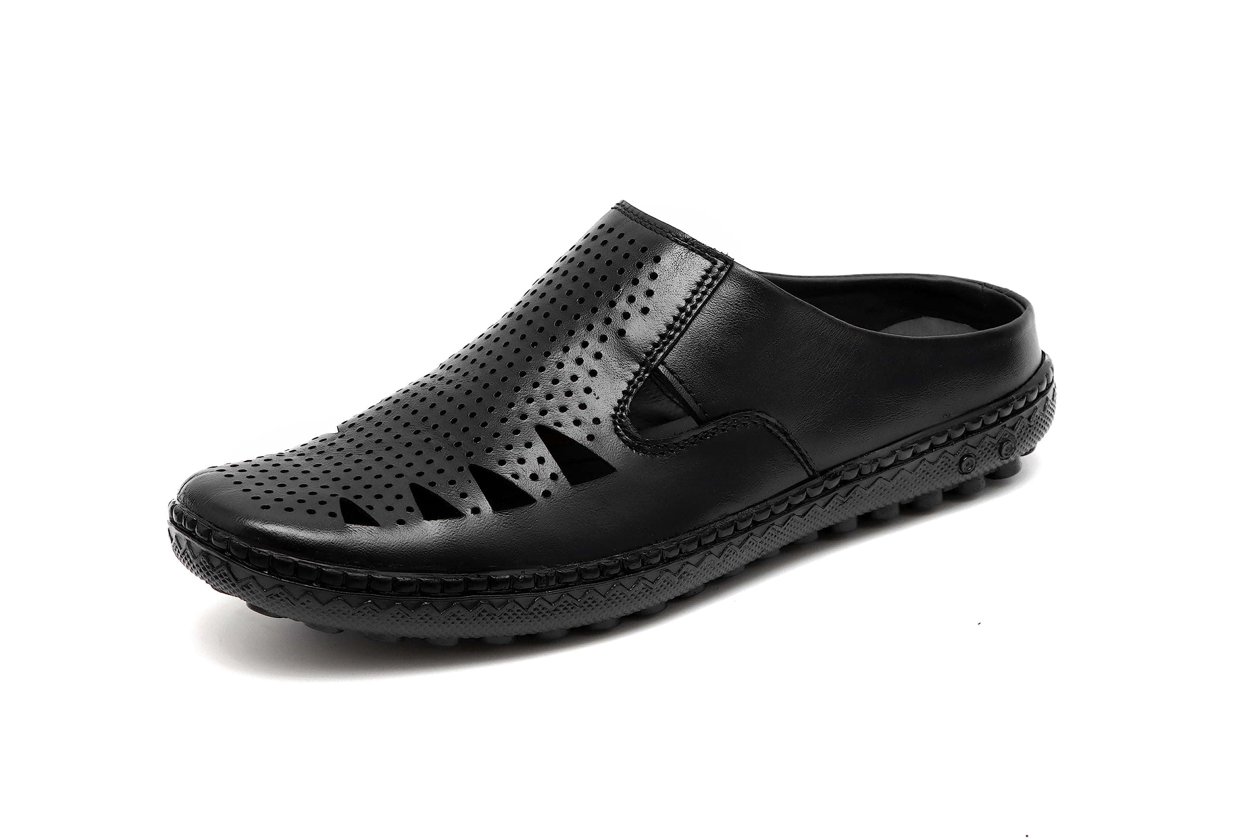 Men's Genuine Leather Back Open Half Sandals