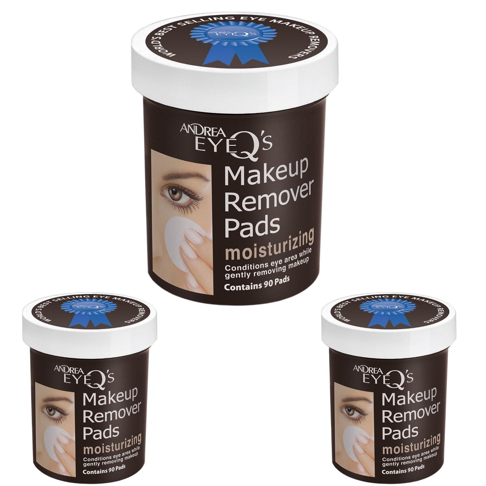 Eye Q's Moisturizing Eye Makeup Remover Pads, 90-Count (Pack of 3)
