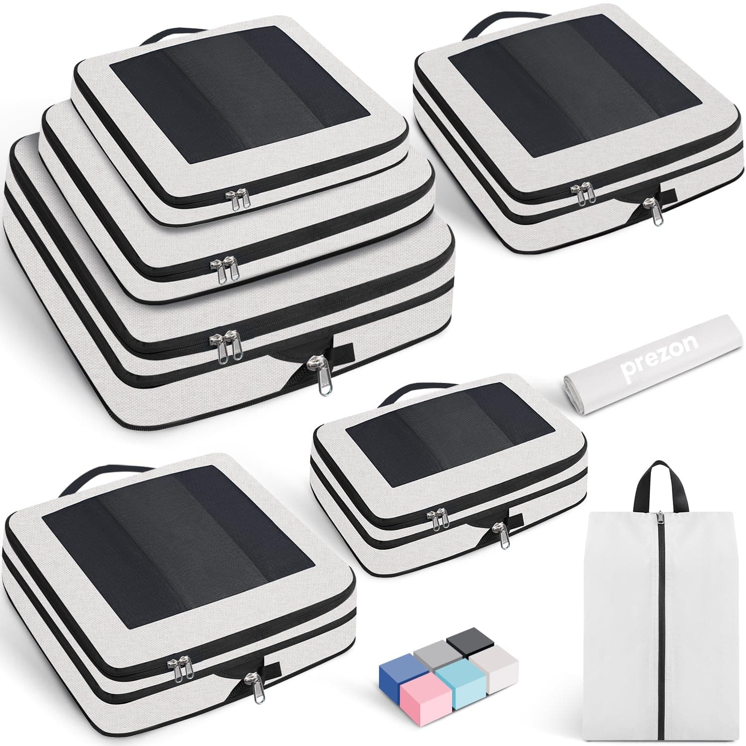 8 Set/6 Set/4 Set Compression Packing Cubes for Travel, Lightweight Vacation Travel Essentials, Travel Accessories for Suitcase Organizer Bags Set, Durable Luggage Organizer