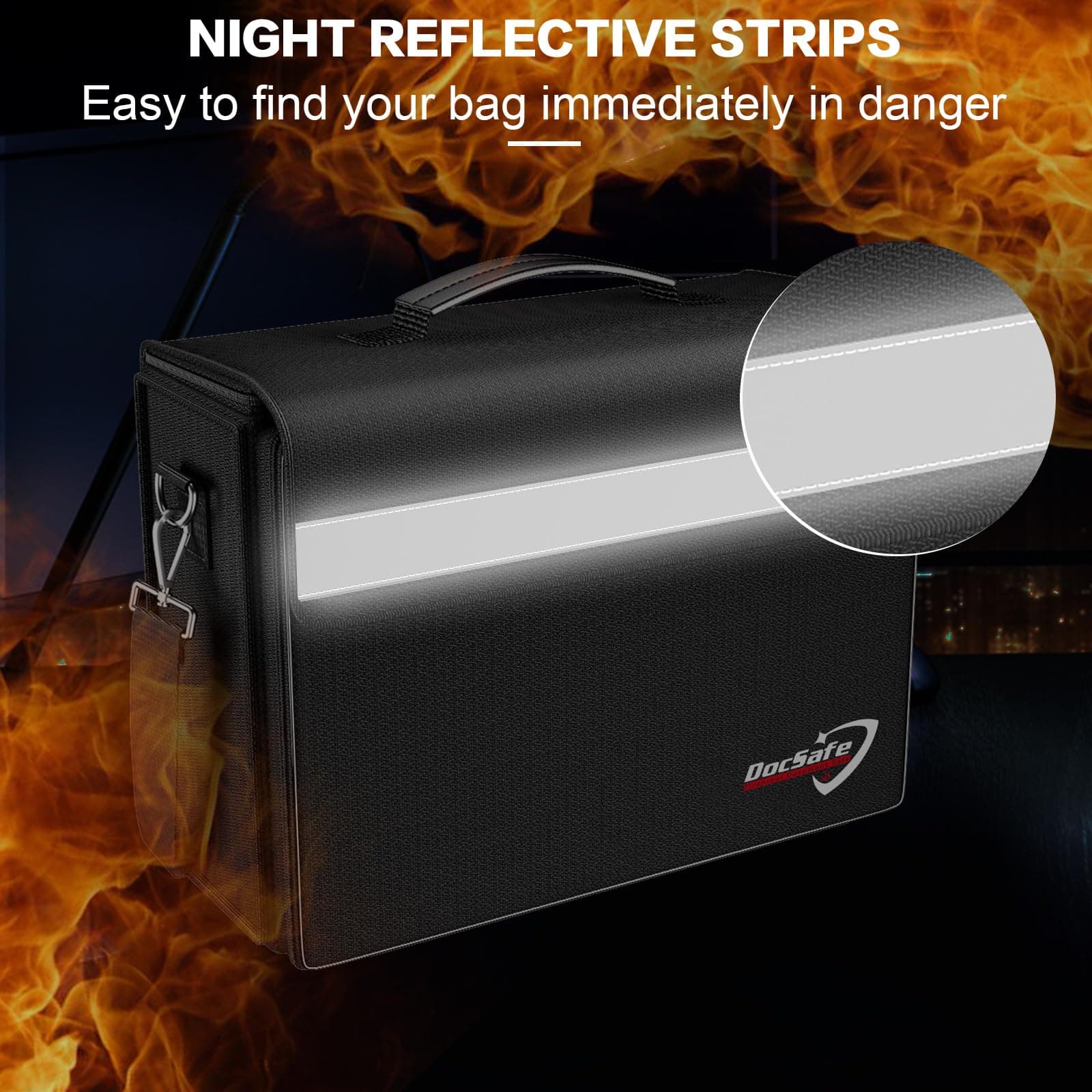 DocSafe Fireproof Document Bag with Multiple Pockets,5200°F Large (17”x12.5”x7.2”) File Organizer Fireproof Waterproof Bag Important Document Holder Home Office Portable Filing Storage for Valuables