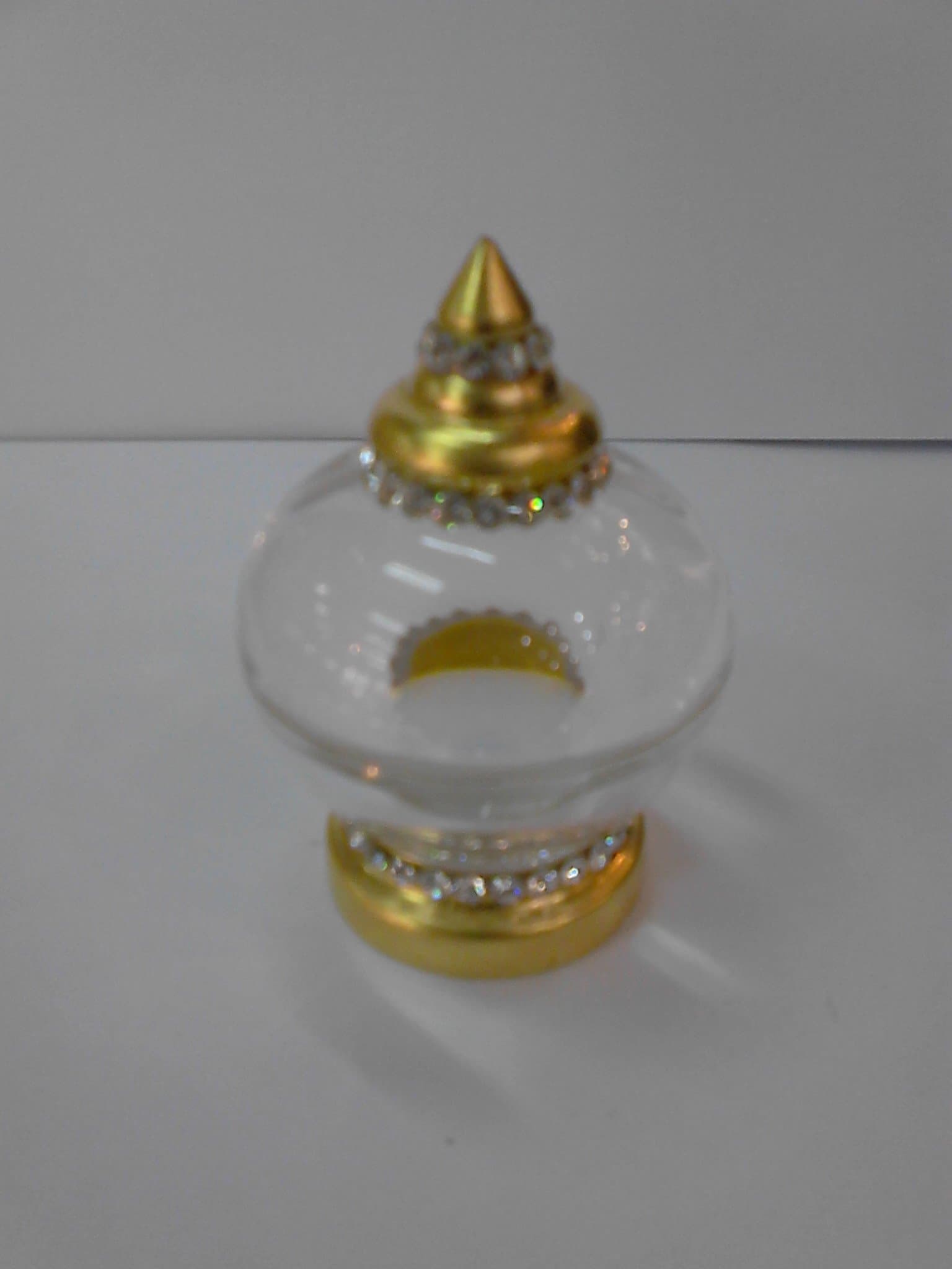 Exotic, Creative Clear Container or Casket for Small Things, Golden Rim, Swarovski Crystal