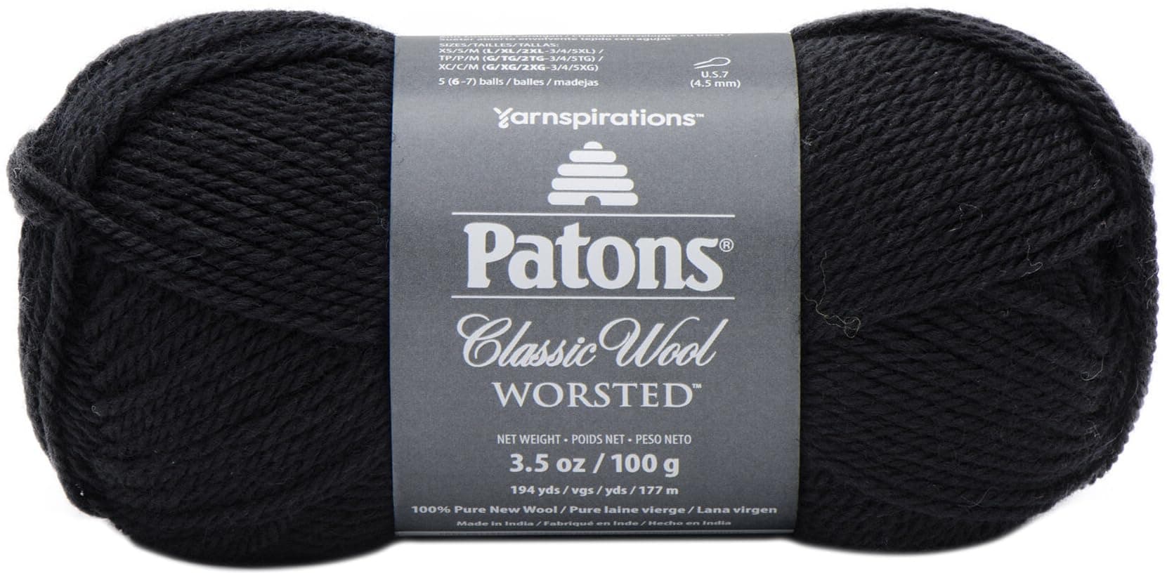 Spinrite Classic Merino Wool Yarn-Black
