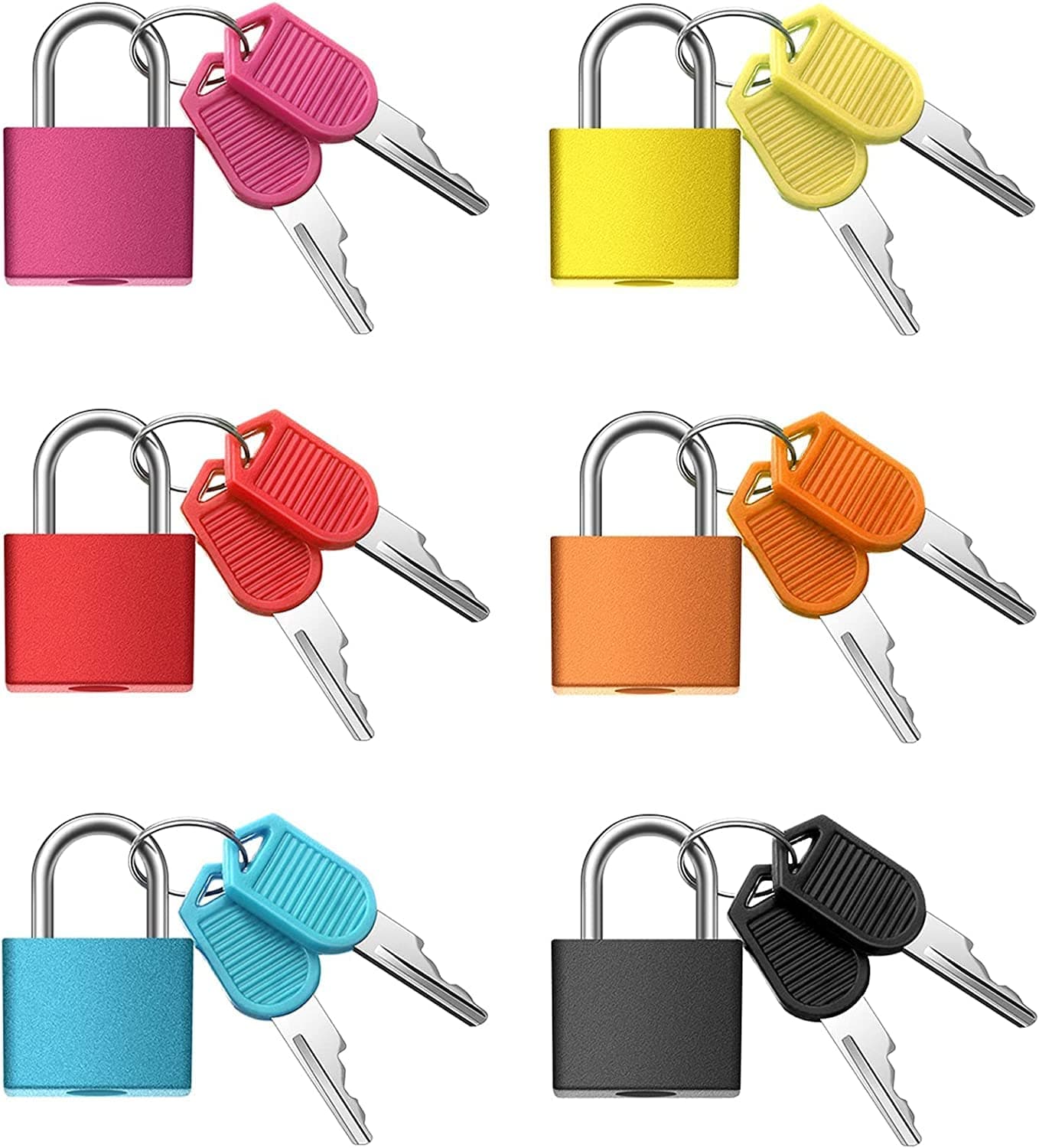 Leenwa Padlock(6 Pack) Bulk Small Locks with Keys Home & School Essentials for Luggage Lock,Backpack,Suitcase Lock,Classroom Matching Game and More - Individually Keyed Padlocks
