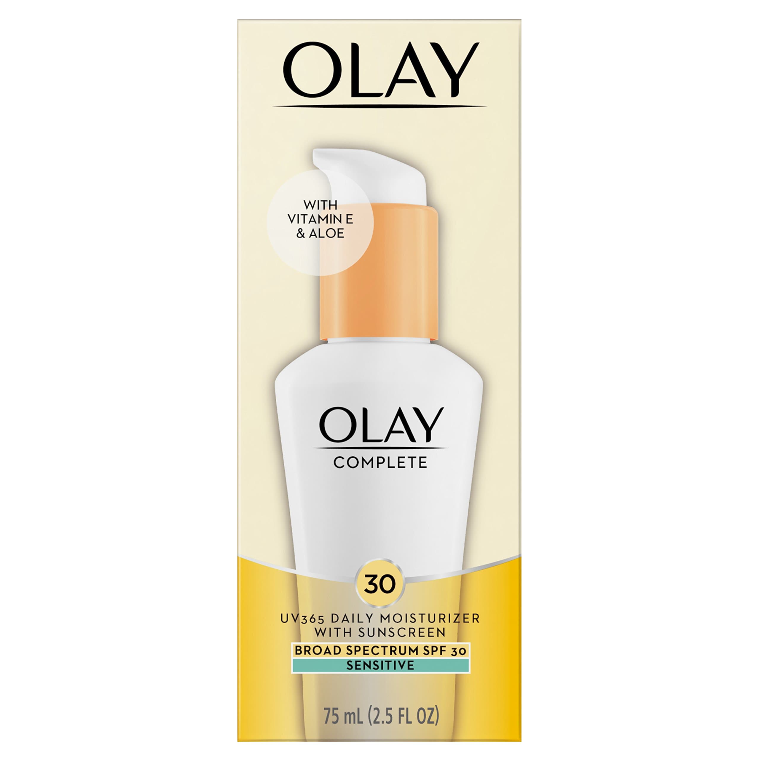 Olay Face Moisturizer , Complete All Day Moisturizer with Broad Spectrum SPF 30 - Sensitive, 2.5 Fl Oz