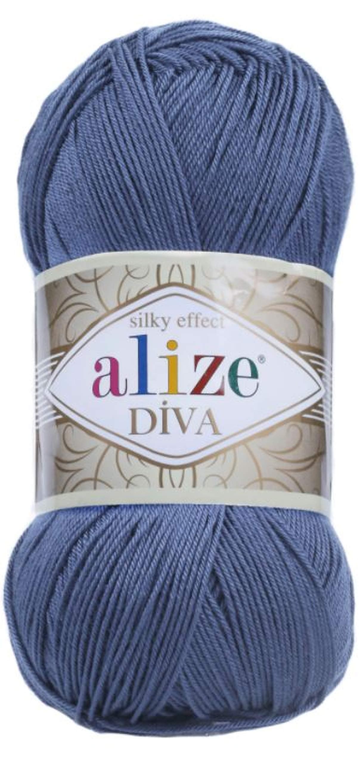 Alize Diva Silk Effect 100% Microfiber Acrylic Yarn 1 Ball skeins 100gr 383yds Color (353 - Indigo)