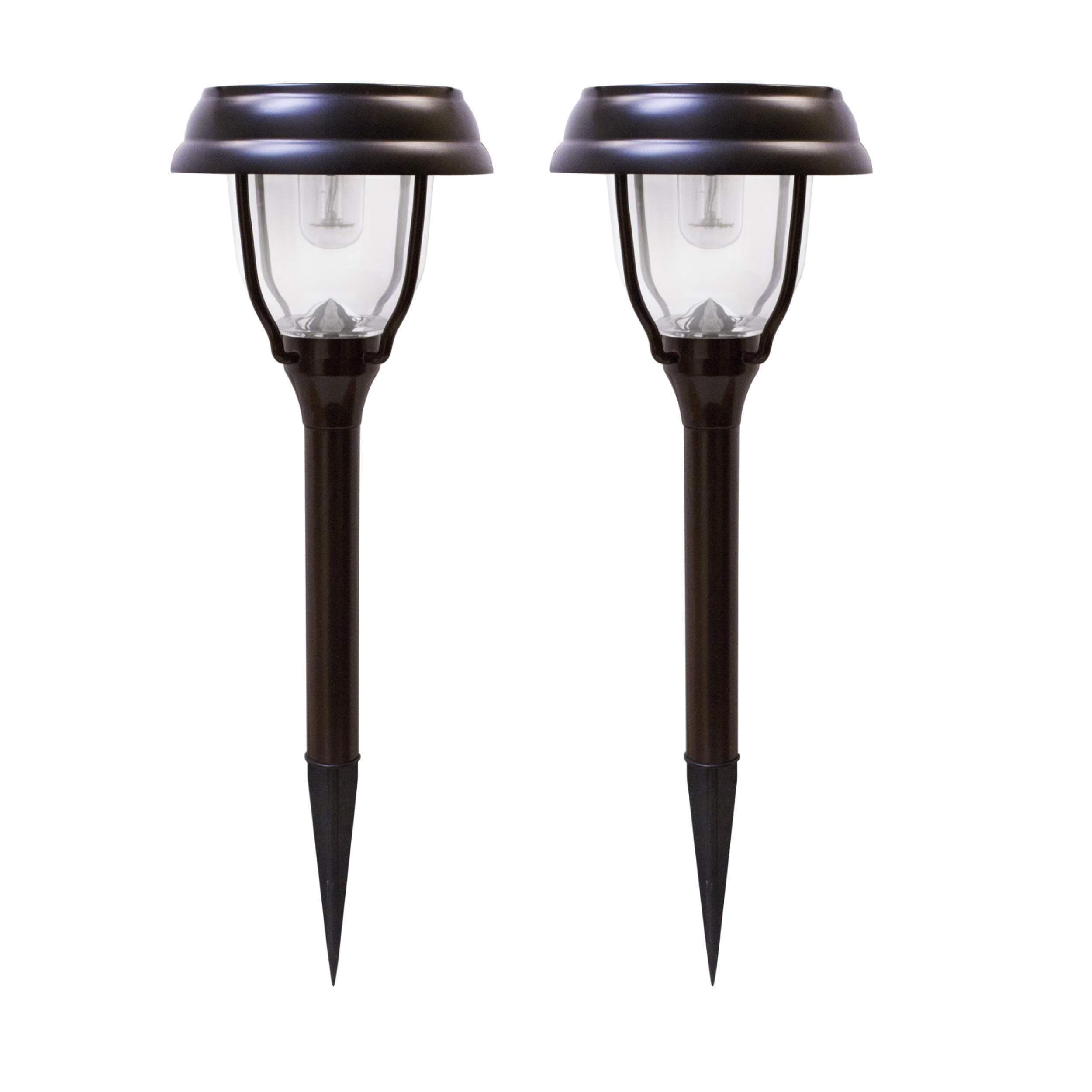 SOLAR BASICS SBG2-145 DC Pathway, Dual Bright/Warm White Bulb Solar Landscape Accent Light, 2-Pack, ORB Brown, 2 Count