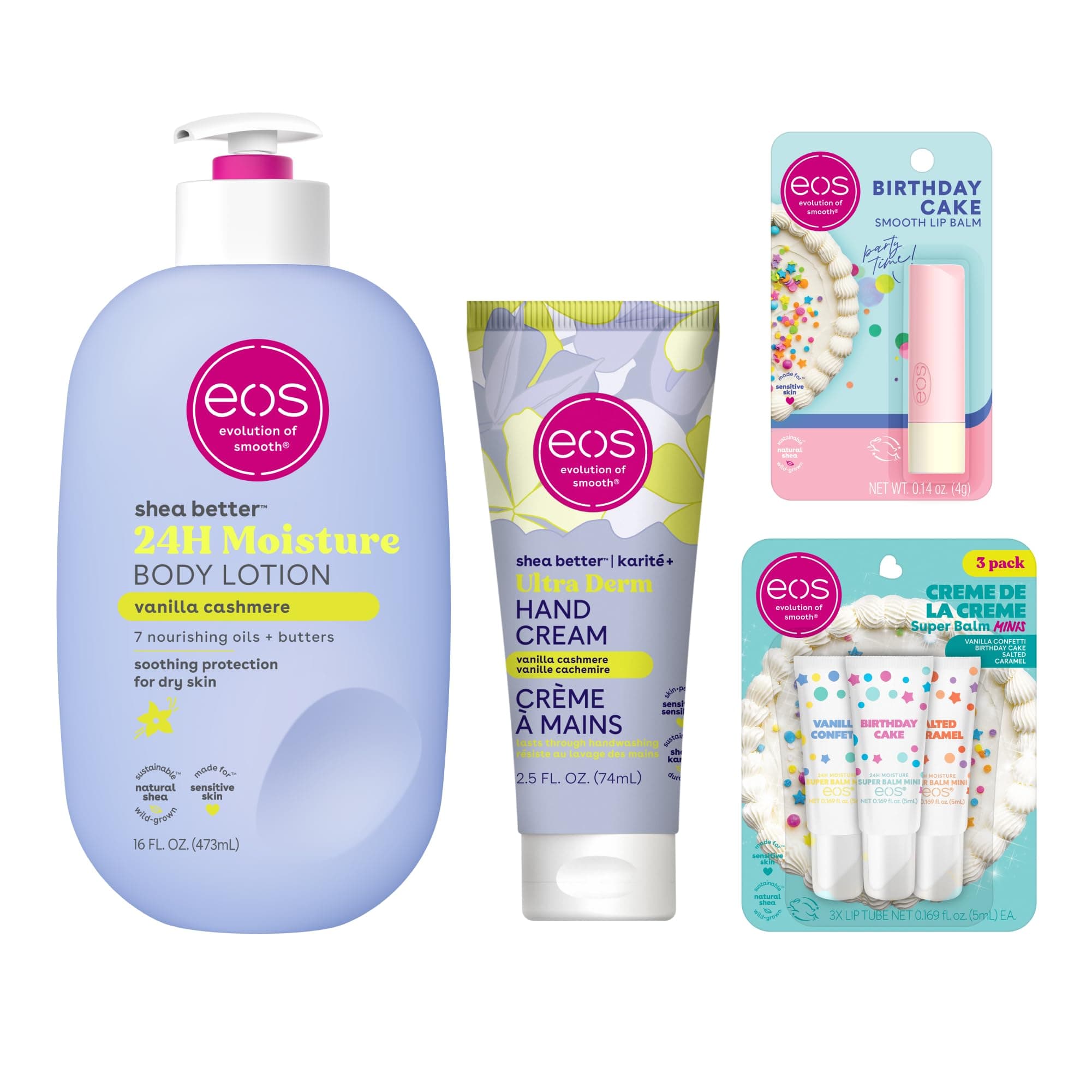 Happy Birthday Bundle- Lip Balm Stick + Mini Super Balms + Body Lotion + Hand Cream