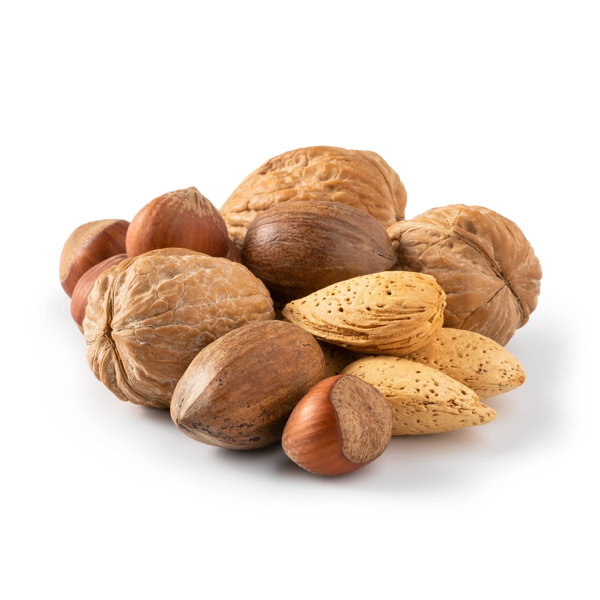 NUTS U.S. – Mixed Nuts In Shell (Almonds, Walnuts, Hazelnuts, Pecans) | No Added Colors and No Artificial Flavors | Fresh Buttery Taste and Raw |Packed In Resealable Bags (6 LBS)