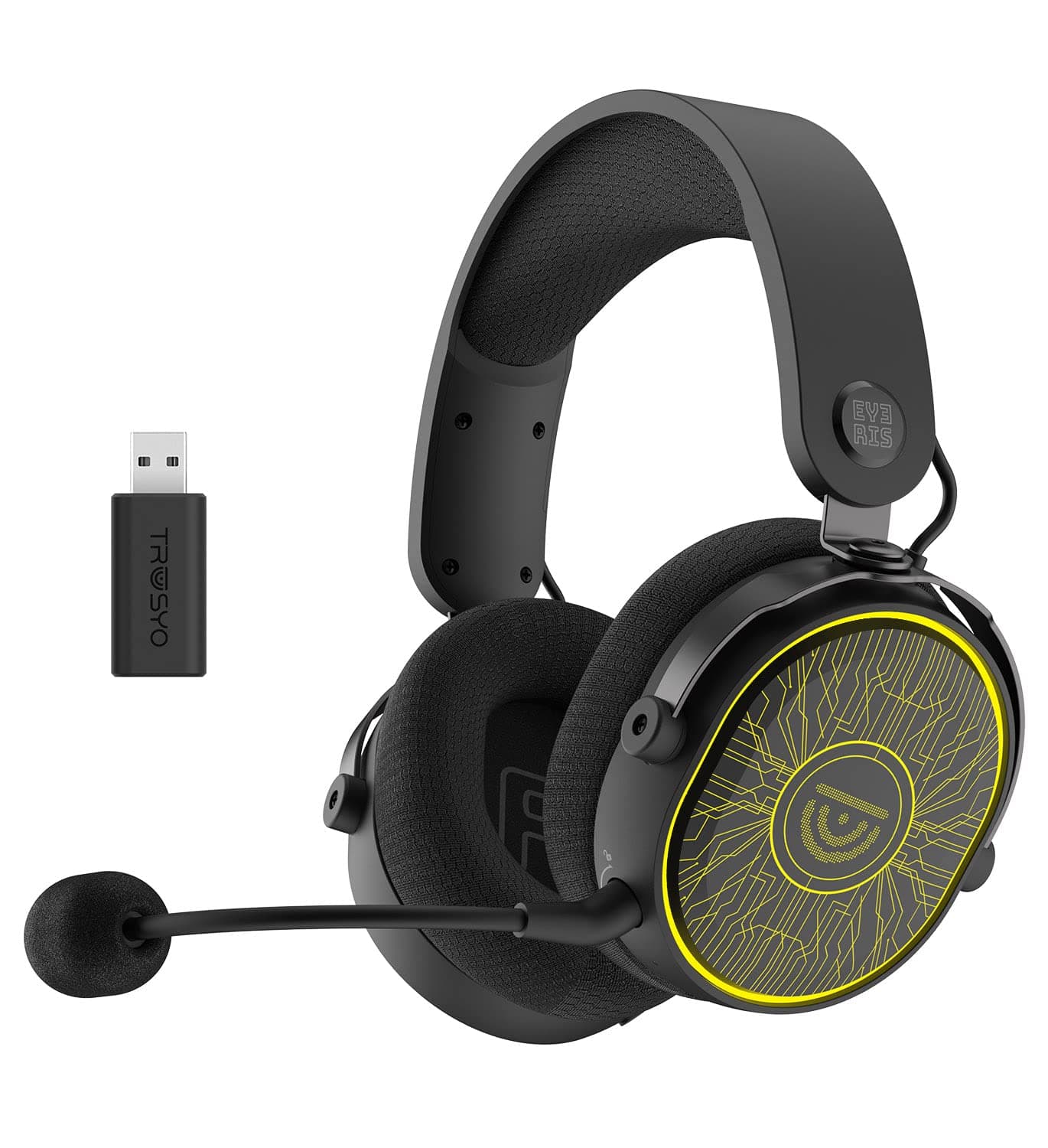 2.4GHz Wireless Gaming Headset for Computer, PlayStation, Nintendo Switch, pc, with RGB Lights Low lag and Long Battery Life for Gamers (Black)