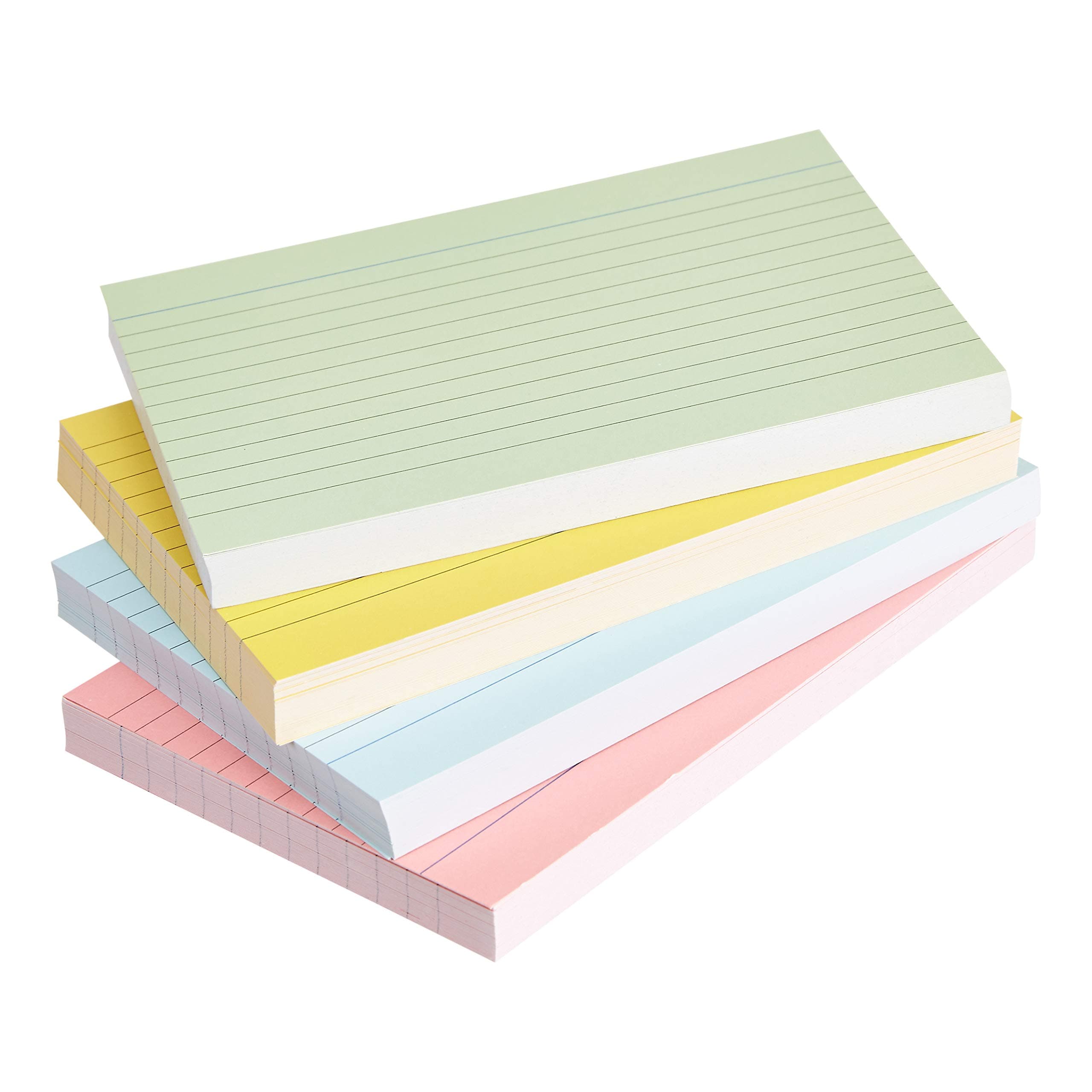 Amazon Basics A6 Ruled Index Cards, Assorted Neon Colours (Pack of 200)