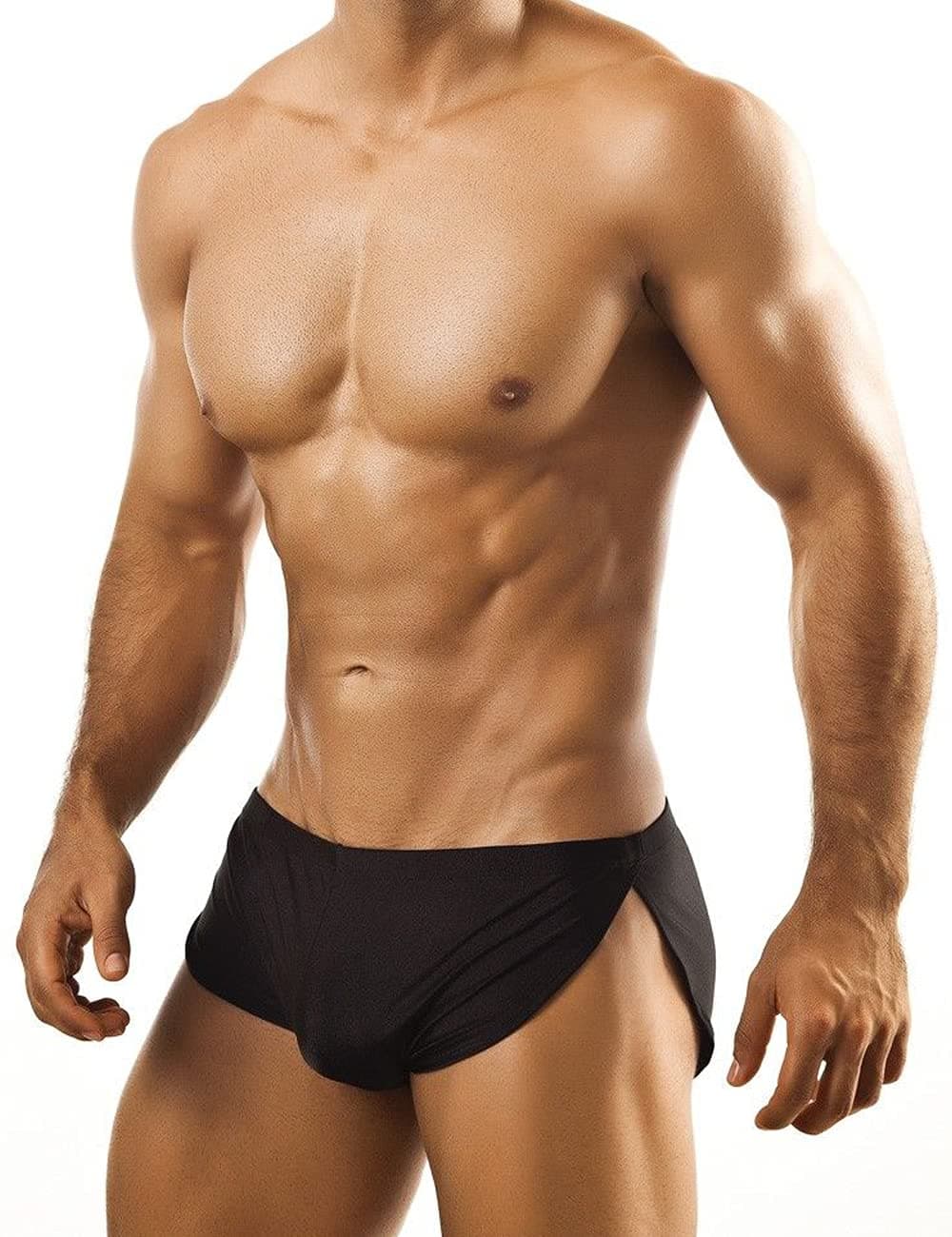 Men Running Short Shorts with Large Split Sides - black - Medium