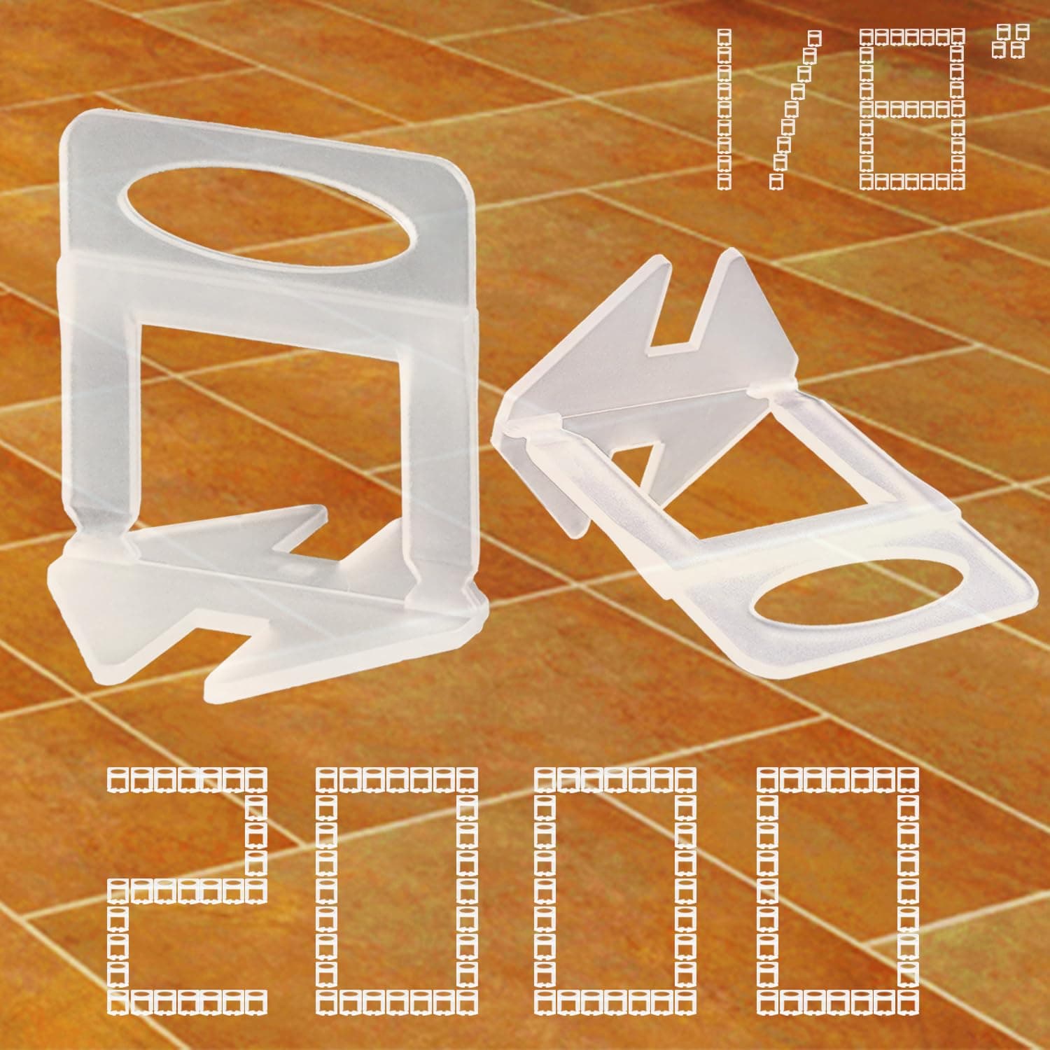 Tile Leveling System Clips 1/8" Tile Leveler Clips 1/8 tile spacer 1.5mm tile clips DIY Tile Leveler Spacers 2000 Pcs for Professional Ceramic Tile and Stone Installation