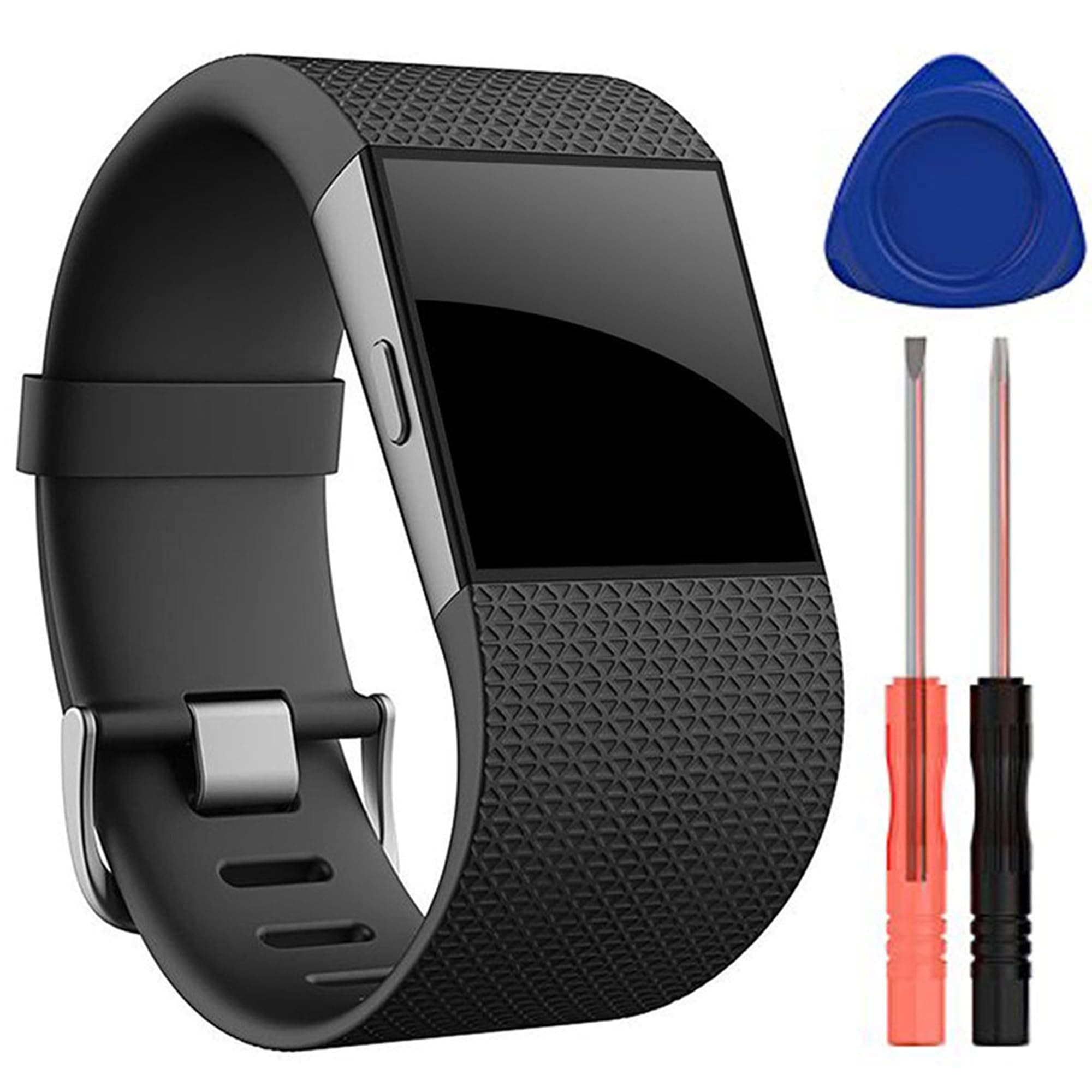 QGHXO Band for Fitbit Surge, Soft Silicone Adjustable Replacement Strap with Metal Buckle Clasp for Fitbit Surge (No Tracker)