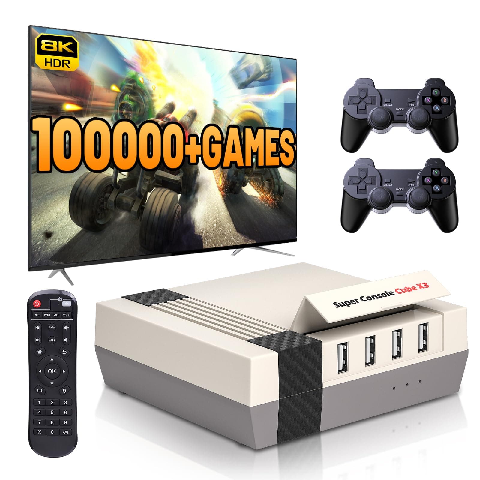 Kinhank Super Console Cube X3 Retro Game Console with 100000+ Games, EmuELEC 4.6/Android 9.0 in 1,2.4G+5G,BT 4.0,Compatible with 65+ Emulators