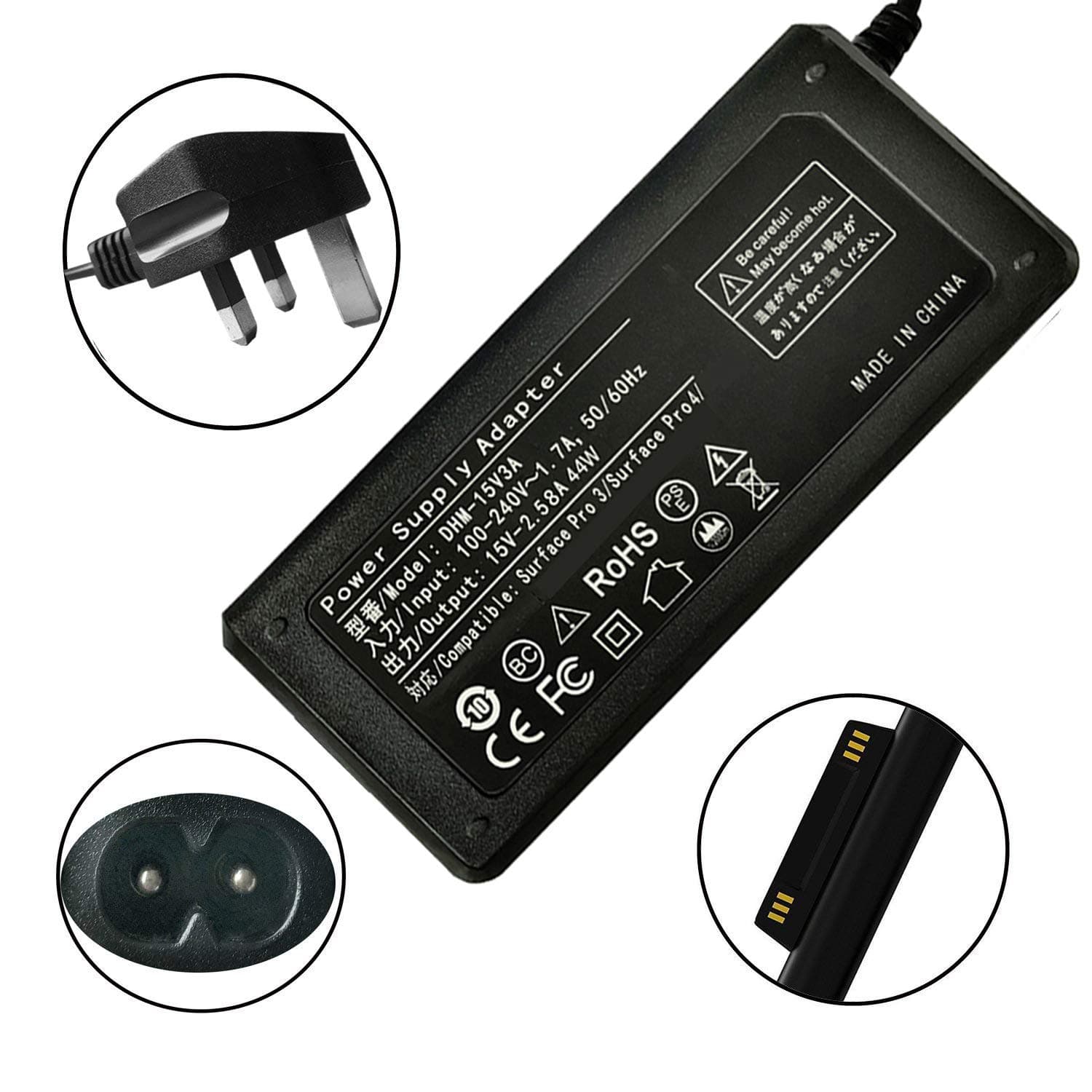 Surface Pro Charger Power Supply 45W 15V 3A Replacement Microsoft Surface Pro 3 Surface Pro 4 i5 i7 Intel Tablet Fast Charge Magnetic Connector Desktop Adapter