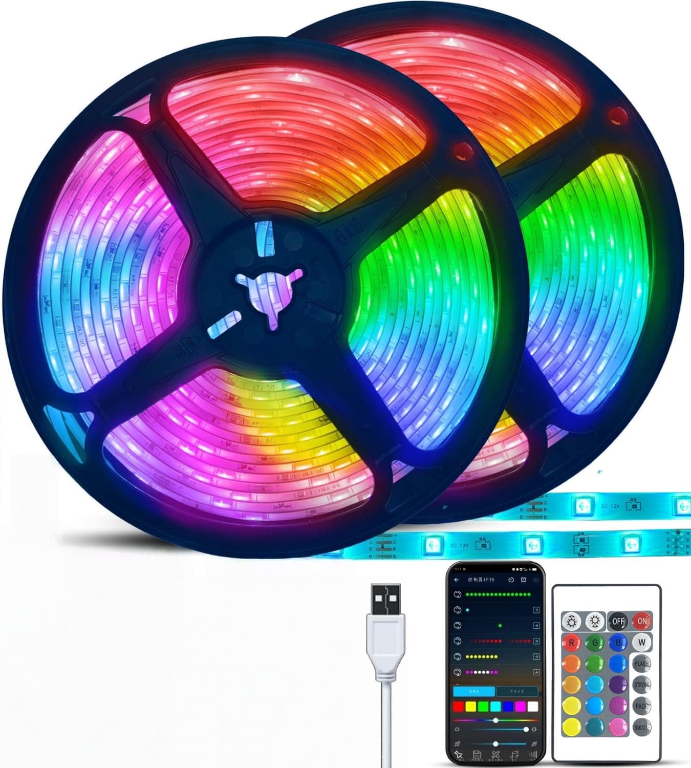 SKY-TOUCH 10 Meter Smart Bluetooth LED Strip Light RGB Sync to Music Light Remote Control Colorful Rope Lighting for Home Decor Kitchen Bedroom Hotel Outdoor Bar Garden Desktop Decoration
