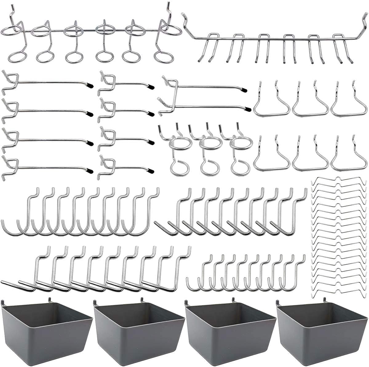 Mofish Pegboard Hooks Assortment with Pegboard Bins, Peg Locks, for Organizing Various Tools, 140/80 Pcs (80)