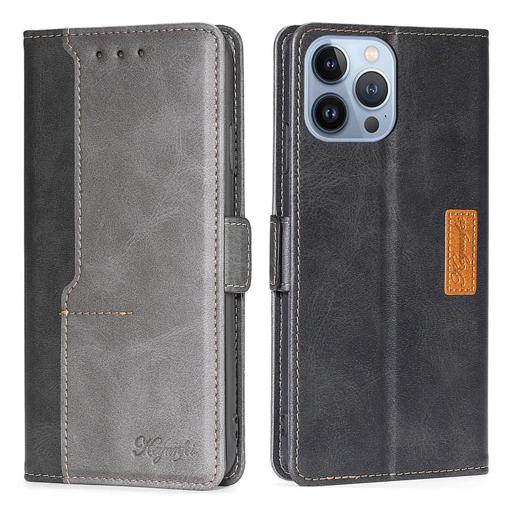 Wallet Folio Case for Sharp AQOUS AIR, Premium PU Leather Slim Fit Cover for AQOUS AIR, 2 Card Slots, Friendly Fit, Black & Gray