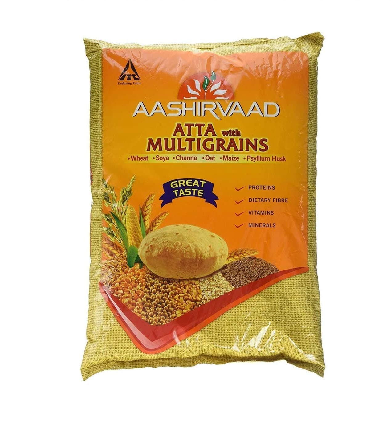 Aashirvaad Multi Grain Atta | Great Taste | Transform Your Rotis | Extra Protein | Grow Strength | Nourishment | Vegetarian | Dietry Fibre | MultiGrains | 5 KG Bag