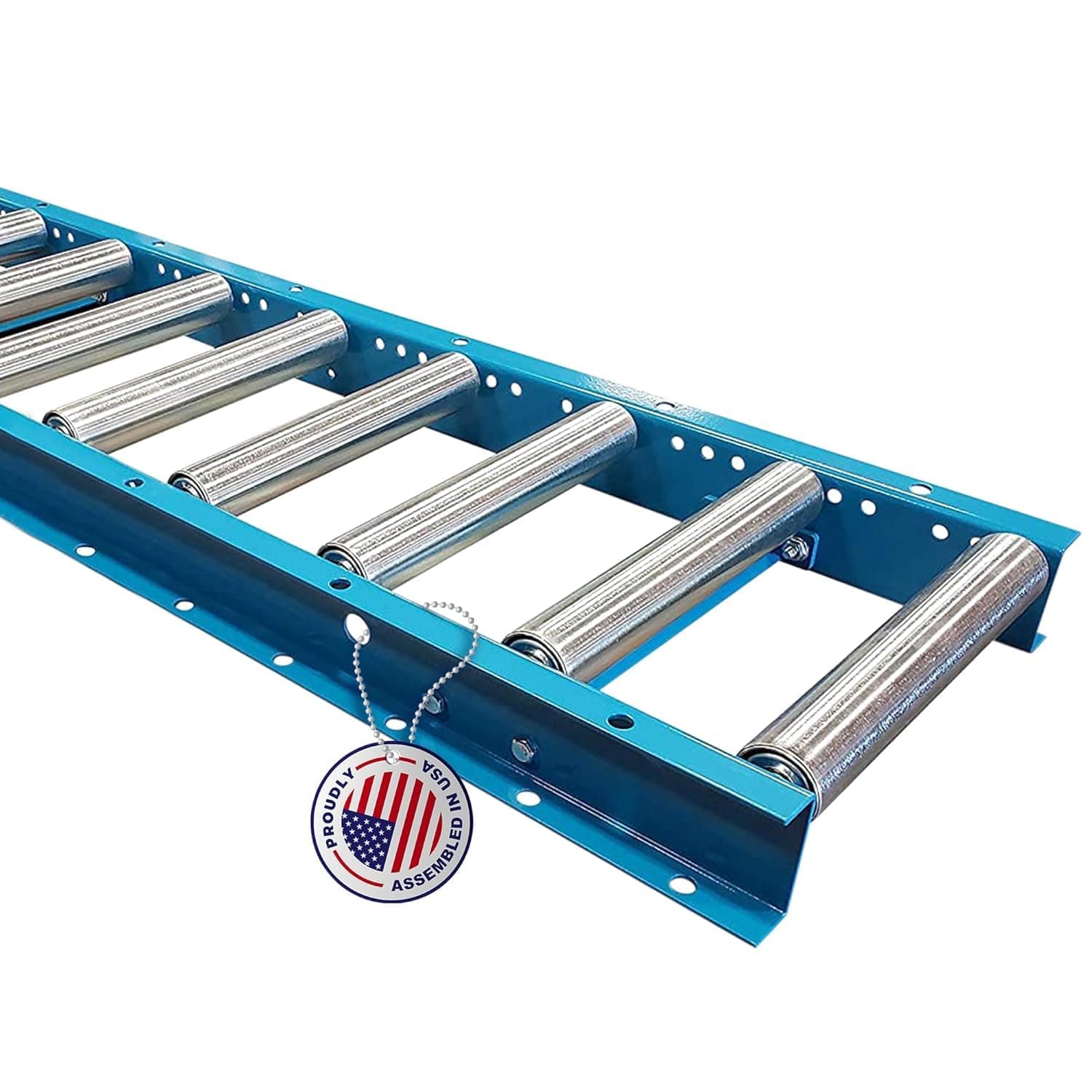 Light-Duty Gravity Conveyor with 1.5" Dia Galvanized Steel Rollers, 12" Wide, 5' Long Steel Frame on 6" Centers, Ideal for Distribution/Assembly Areas Such As Table, Ladder, Bed, Boat - Ultimation
