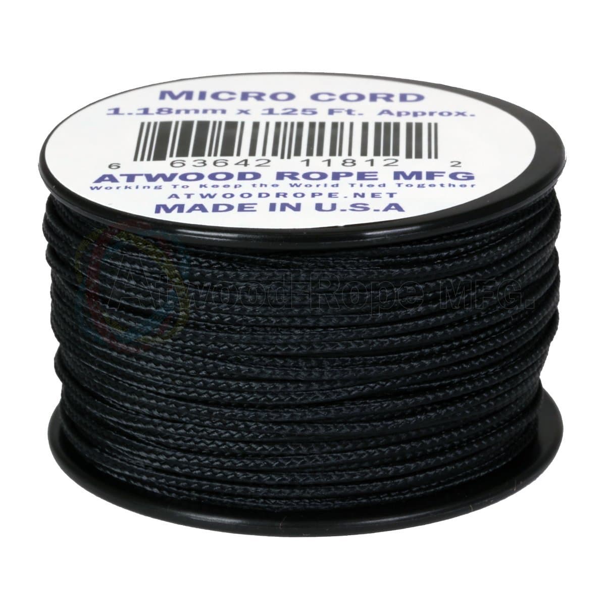 1.18mm x 125' Micro Cord, Black