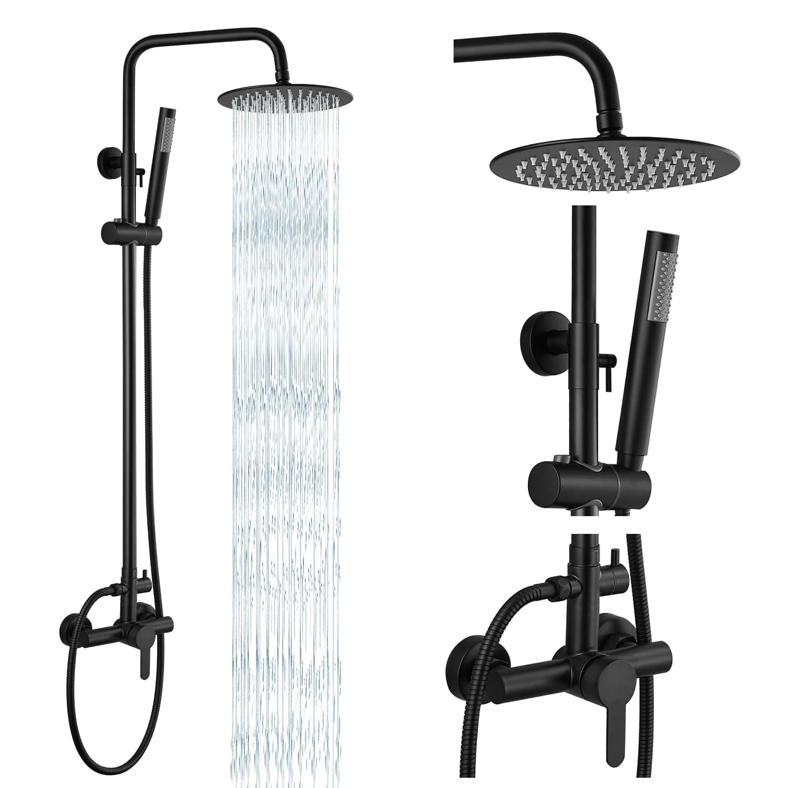 Gotonovo SUS304 Outdoor Shower System Combo Set Single Handle Rainfall Shower Fixture