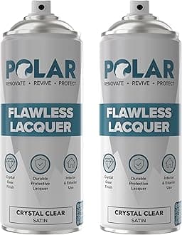 Polar Flawless Clear Lacquer Spray - 2 x 400ml - Satin Finish - Non-Yellowing & Scratch Resistant - Interior & Exterior Surfaces for Wood, Metal, Plastics, Glass & Ceramics