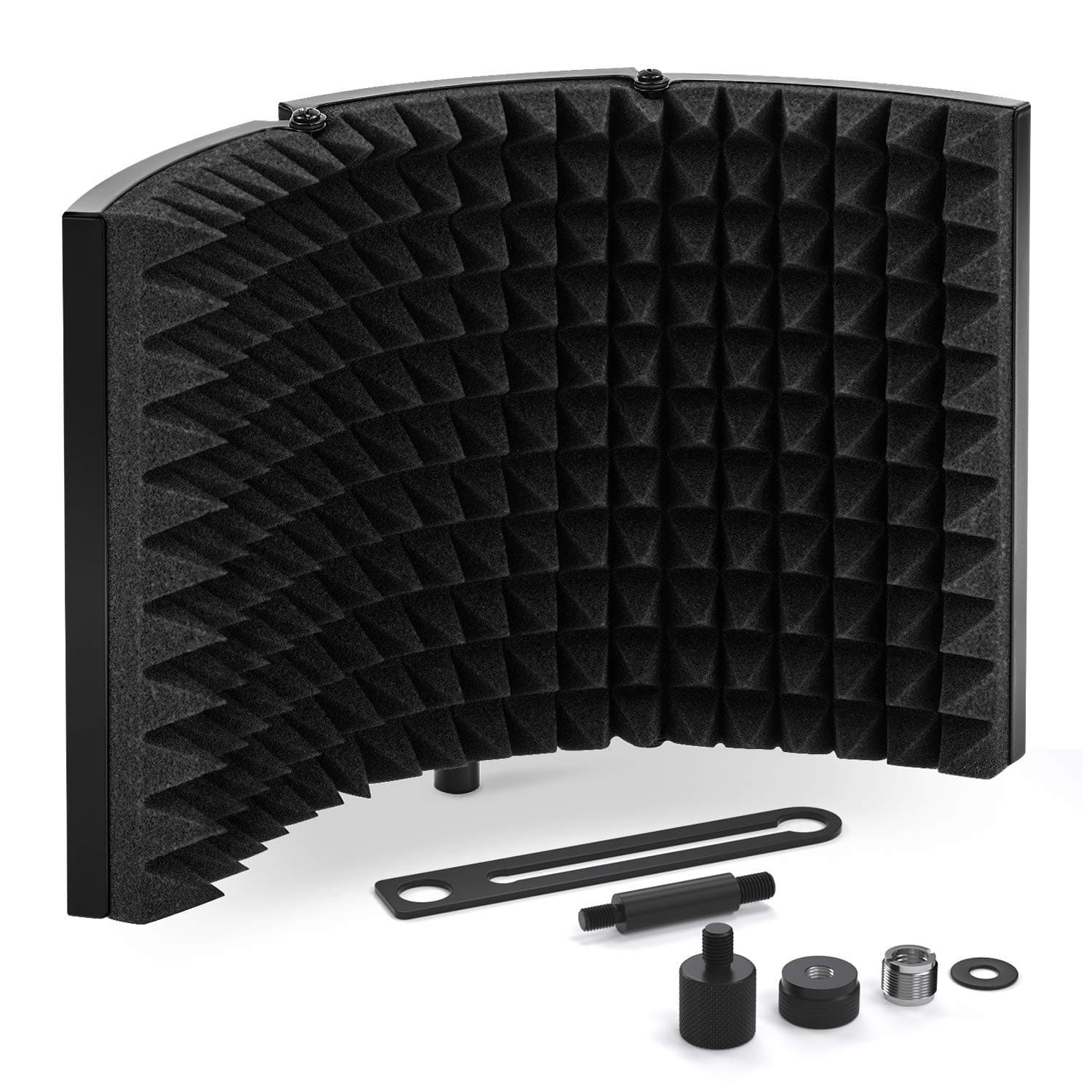 Microphone Isolation Shield, Studio Mic Sound Absorbing Foam Reflector for Any Condenser Microphone Recording Equipment Studio, Black