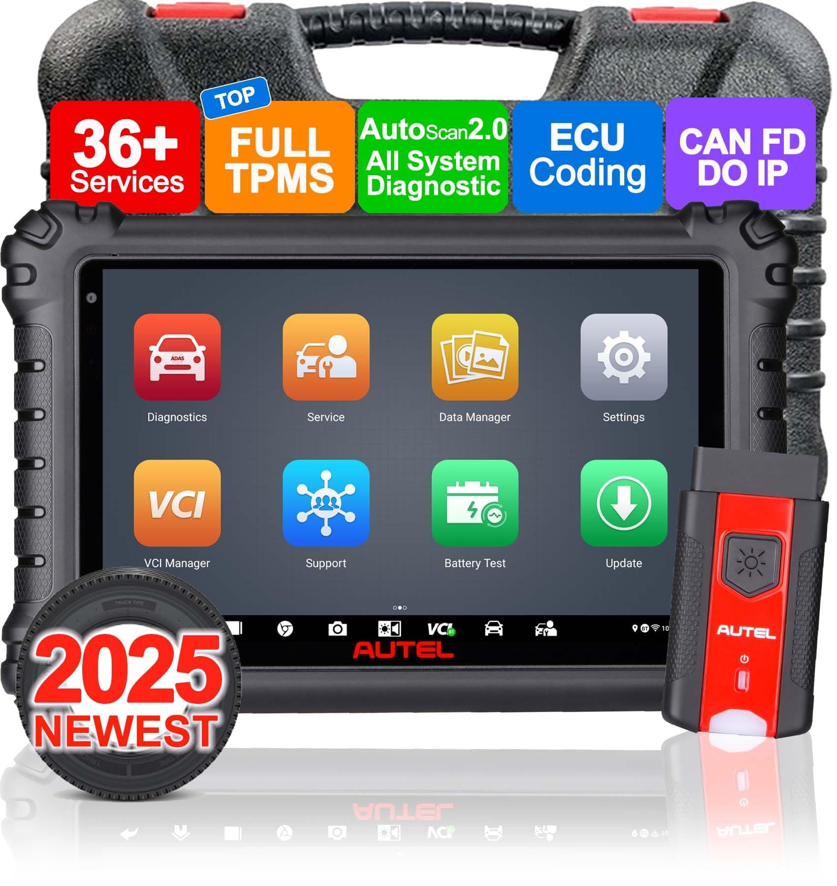 Autel Scan Tool MS906 PRO-TS, Better MaxiSYS MS906TS MS906Pro MS906BT MK906Pro MP900TS, All System Diagnostic, Full TPMS, ECU Coding, CAN FD&DoIP, 3000+ Active Test, 36+ Service, Auto Scan, WiFi Print
