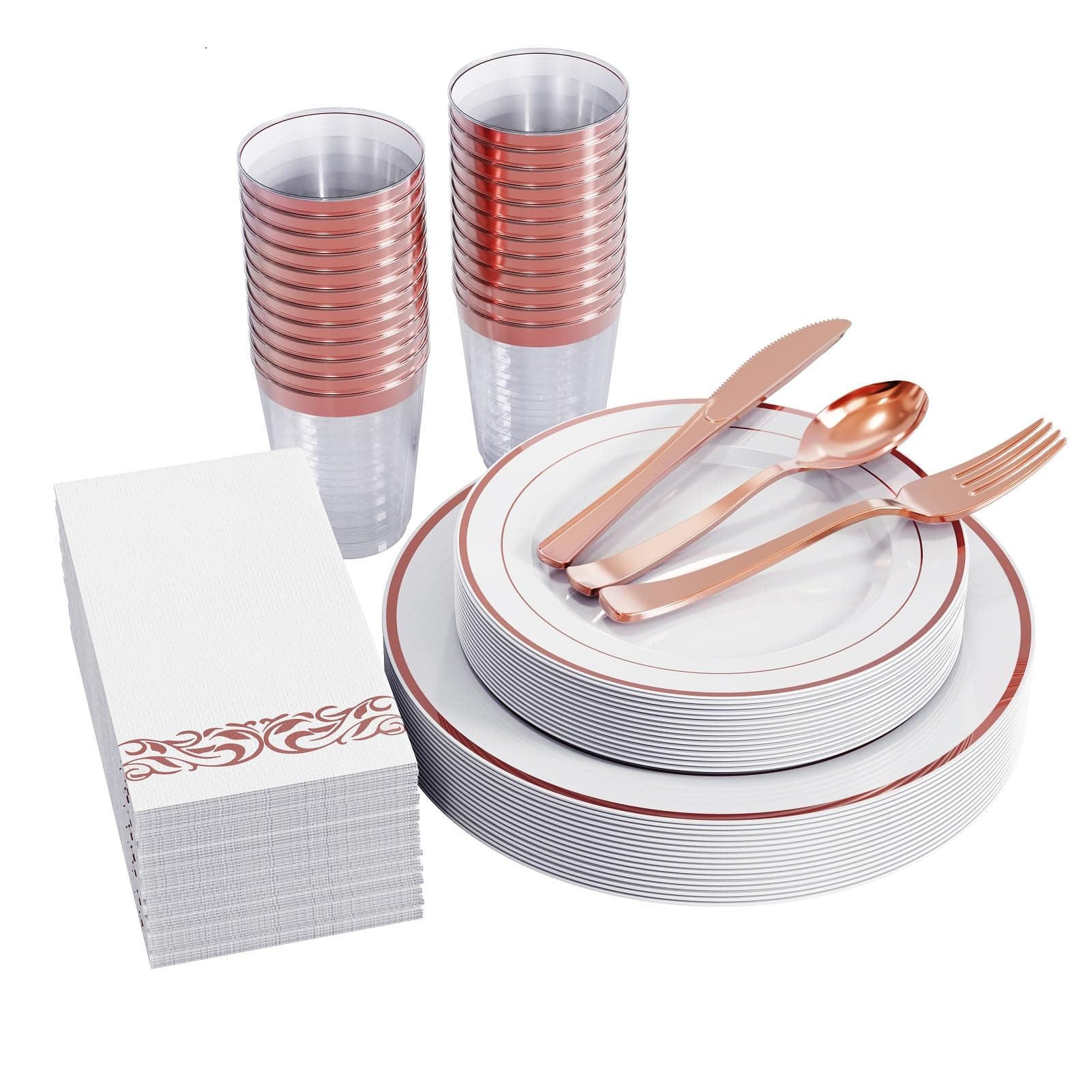 Rose Gold Rim Disposable Dinnerware Set