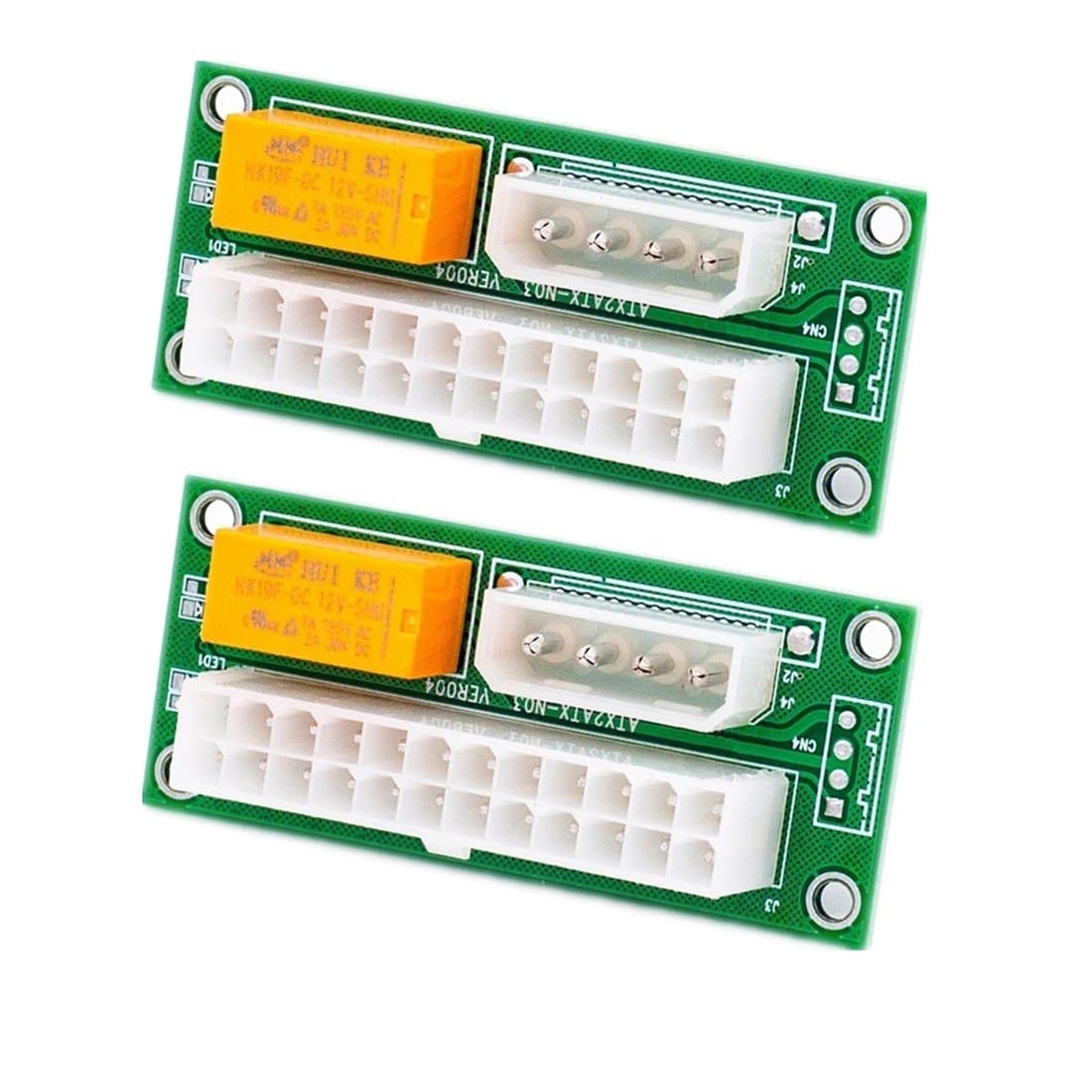 Add2PSU 2 Pack Multiple PSU Adapter ATX 24Pin to Molex 4Pin Multi Power Supply Synchronous Starter Card Adapter for Bitcoin Litecoin Miner Machine (24Pin 4Pin, PSU Adapter)