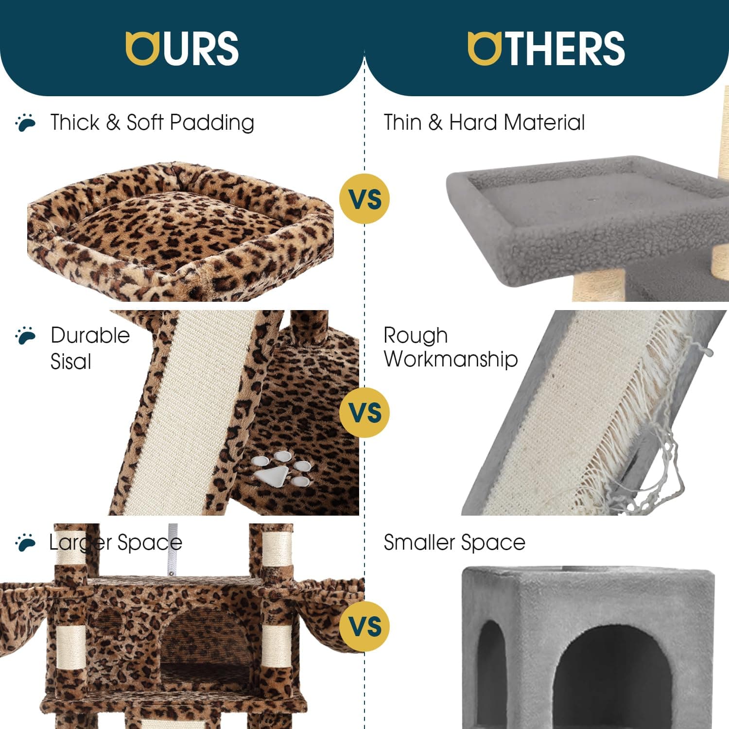 WEEWAY 68 Inches Multi-Level Large Cat Tree for Feline‌/Big Tower/Condo/Cozy Plush Kitty Perches/Fluffy Balls/Sisal Scratching Posts and Hammocks/Cave/Furniture Activity Center/Leopard Print