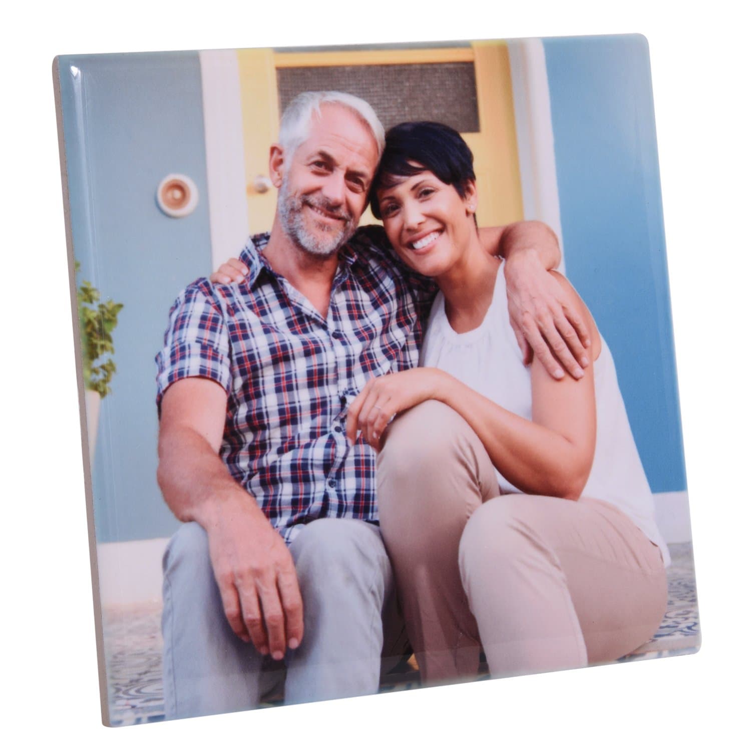 RitzPix Customizable Ceramic Photo Wall Tile – Perfect Personalized Gift with Custom Image or Text – Choose from Regular Ceramic Tiles & Black and White Laser Etched Tiles - Available in 3 Sizes