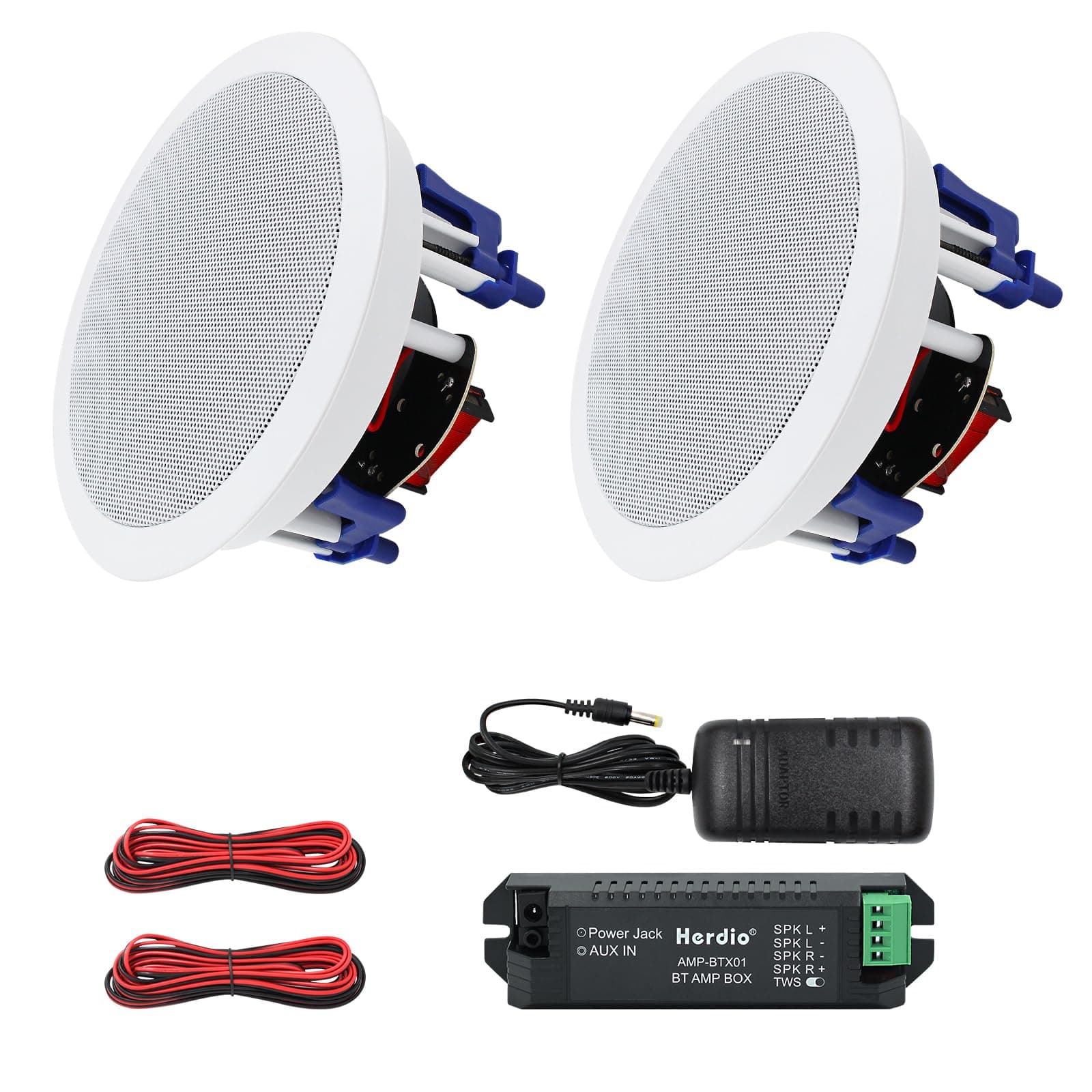 Herdio 300W Bluetooth Ceiling-mounted Speaker 2-way/Round/1-piece White 7.3 in 8Ω Ceiling Speaker