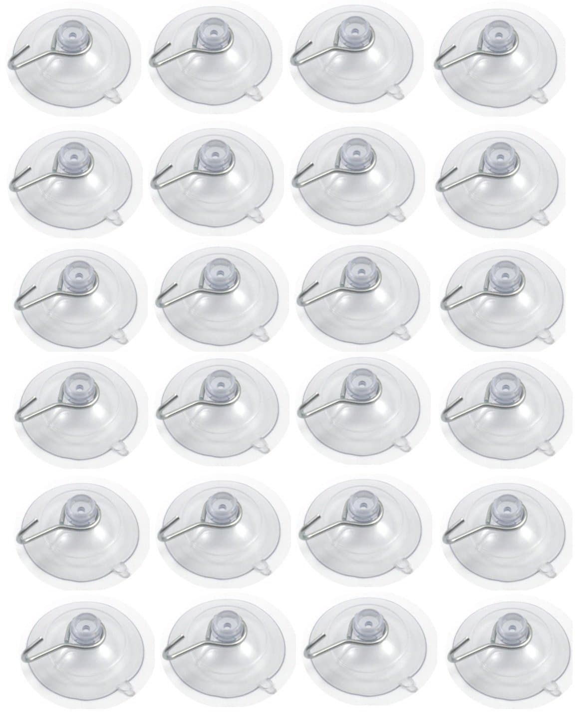 Suction Cups with Metal Hook 1 3/4" - 24 Pack Lot