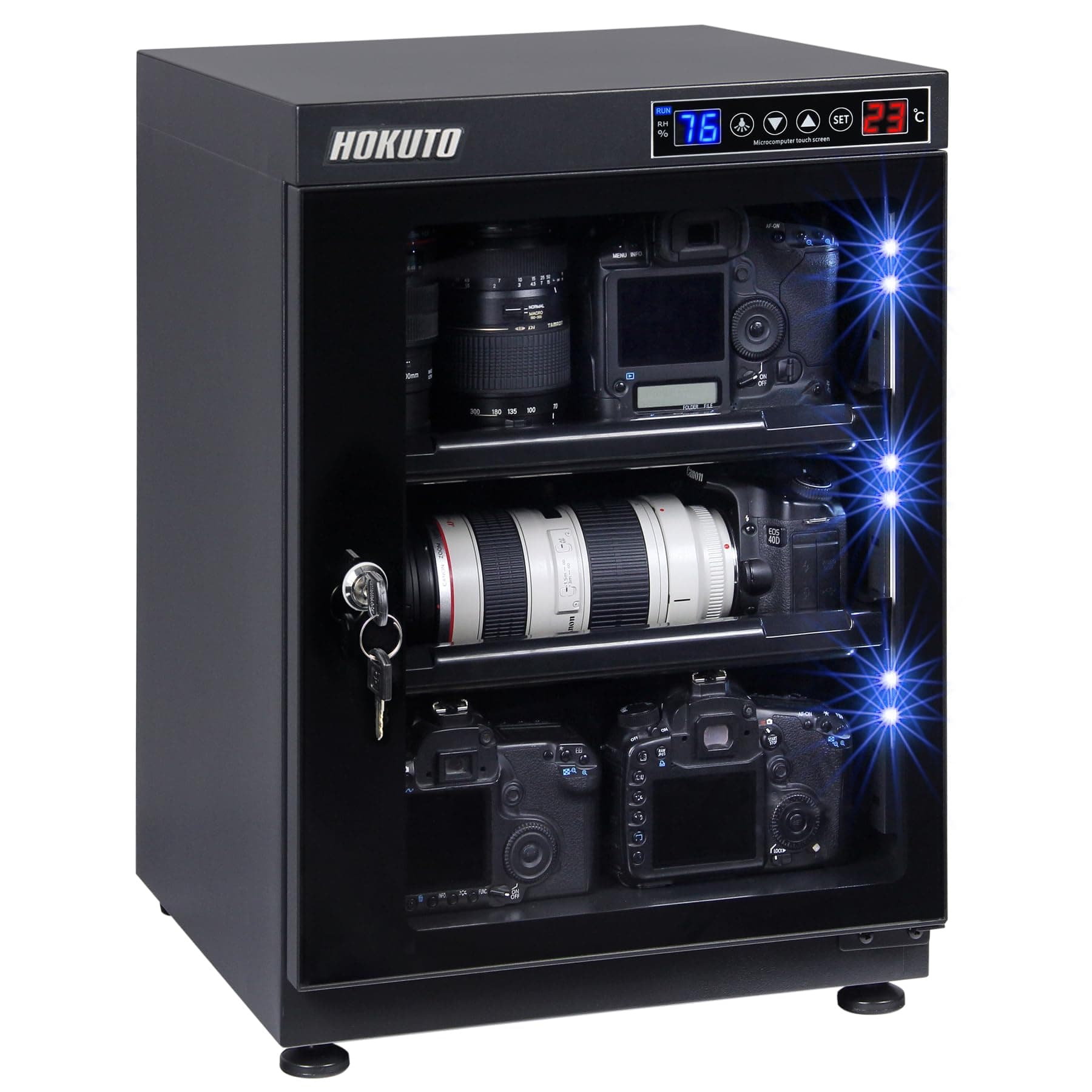 68L electronic automatic digital control dry box cabinet(moisture-proof box) storage for DSLR camera lens, Built-in LED light storage easy,Promise 5 Years Warranty;UL certified