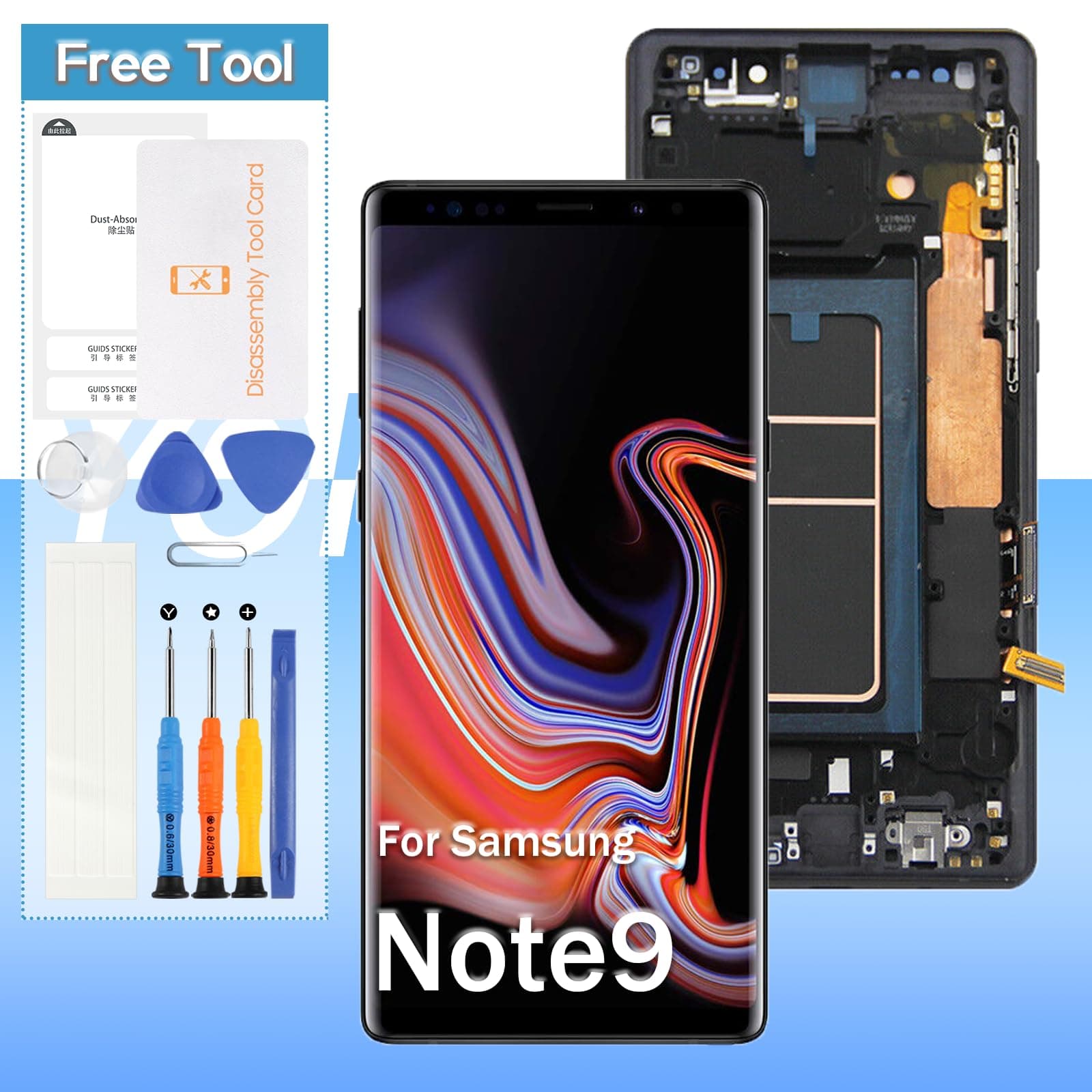 Screen Replacement for Samsung Galaxy Note 9 SM-N960, SM-N960F, SM-N960U 6.4" OLED LCD Display Touch Digitizer Assembly with Tools(Black with Frame)