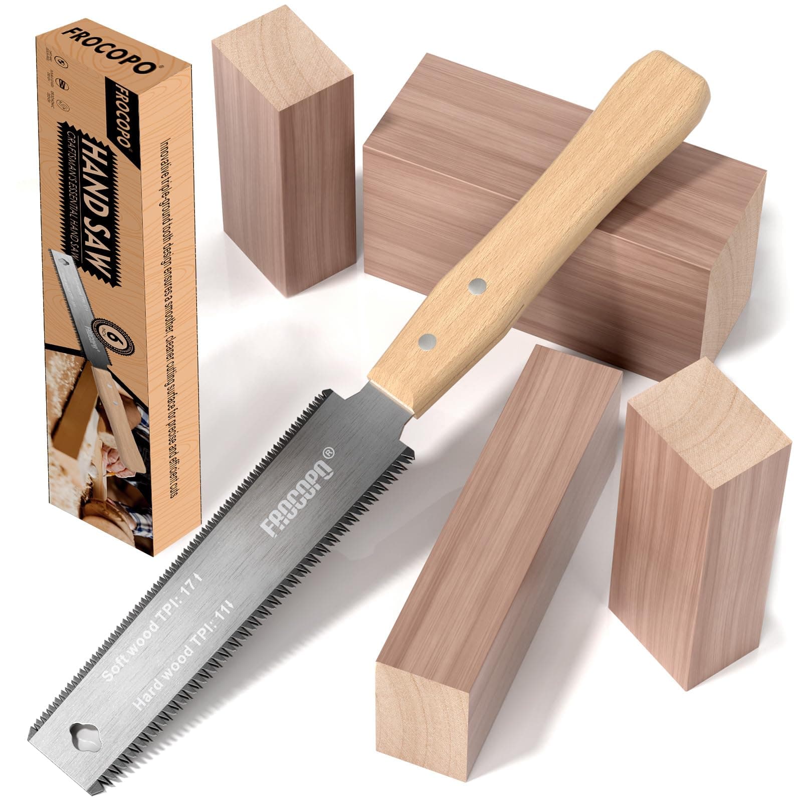 Hand Saw Woodworking Tools, 6-Inch Pull Saw, Flexible Double-Edge Blade 17/11 TPI, Japanese Flush Cut for DIY Craft, Non-Slip Wood Handle, Sharp & Lightweight for Woodworking and Garden Trim