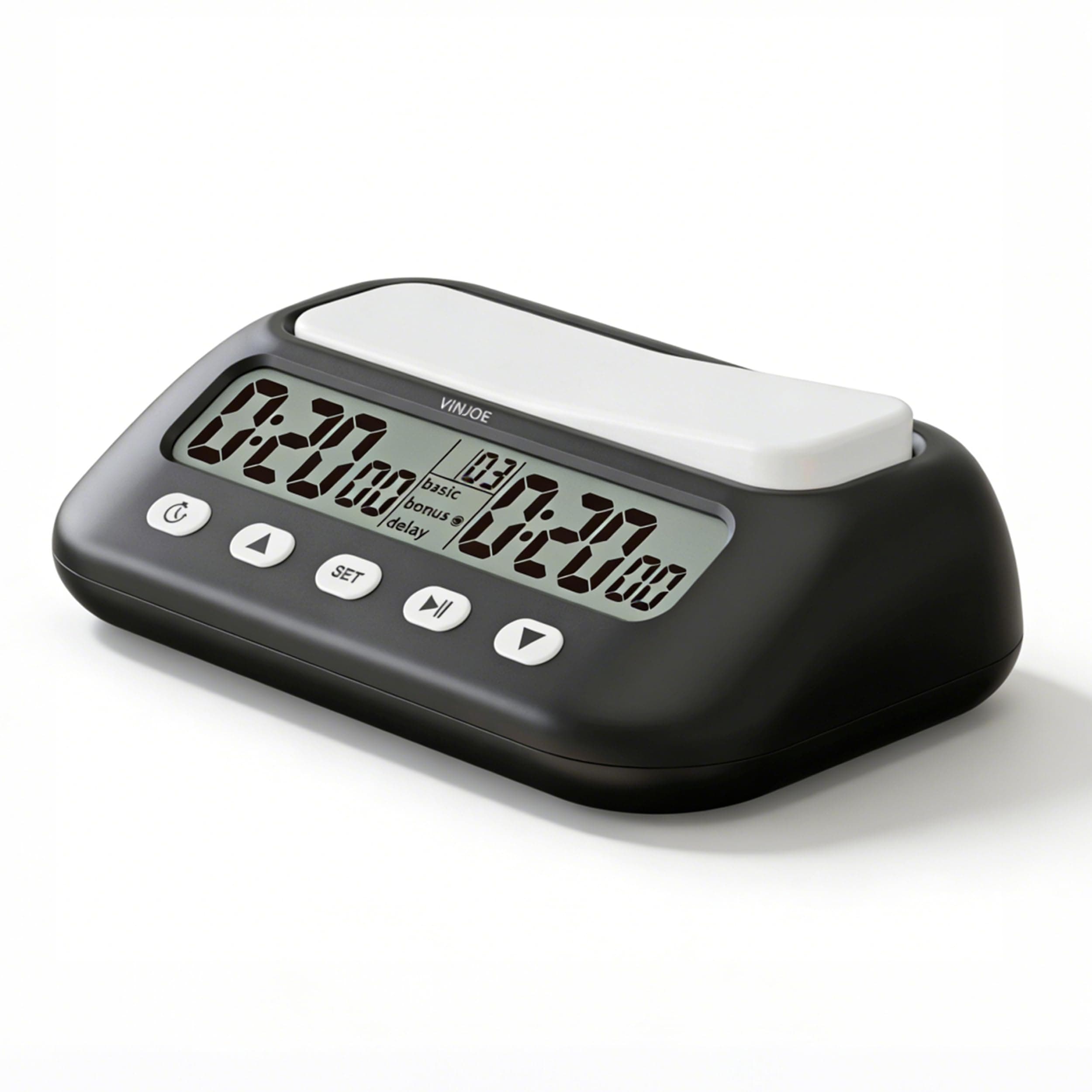 VINJOE Chess Clock Digital Chess Timer Professional for Board Games,Portable Digital Chess Clock & Game Timer with Basic,Bonus,Delay and Positive Time Features Best Gifts for Christmas(Without Battery