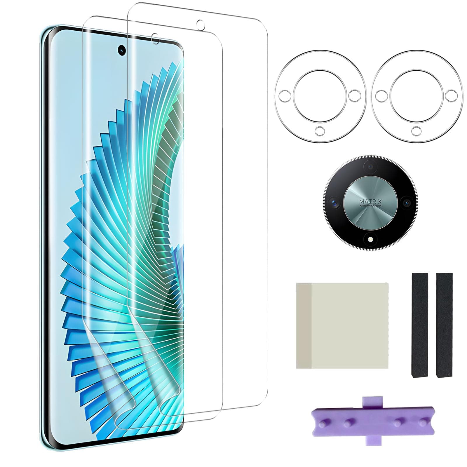 Pkila for HONOR Magic 6 Lite 5G TPU Screen Protector, 2+2 Pack Flexible TPU Protective Film [Not Glass] [Support Fingerprint Unlock]& Camera Lens Protector Bubble-free Screen Protector