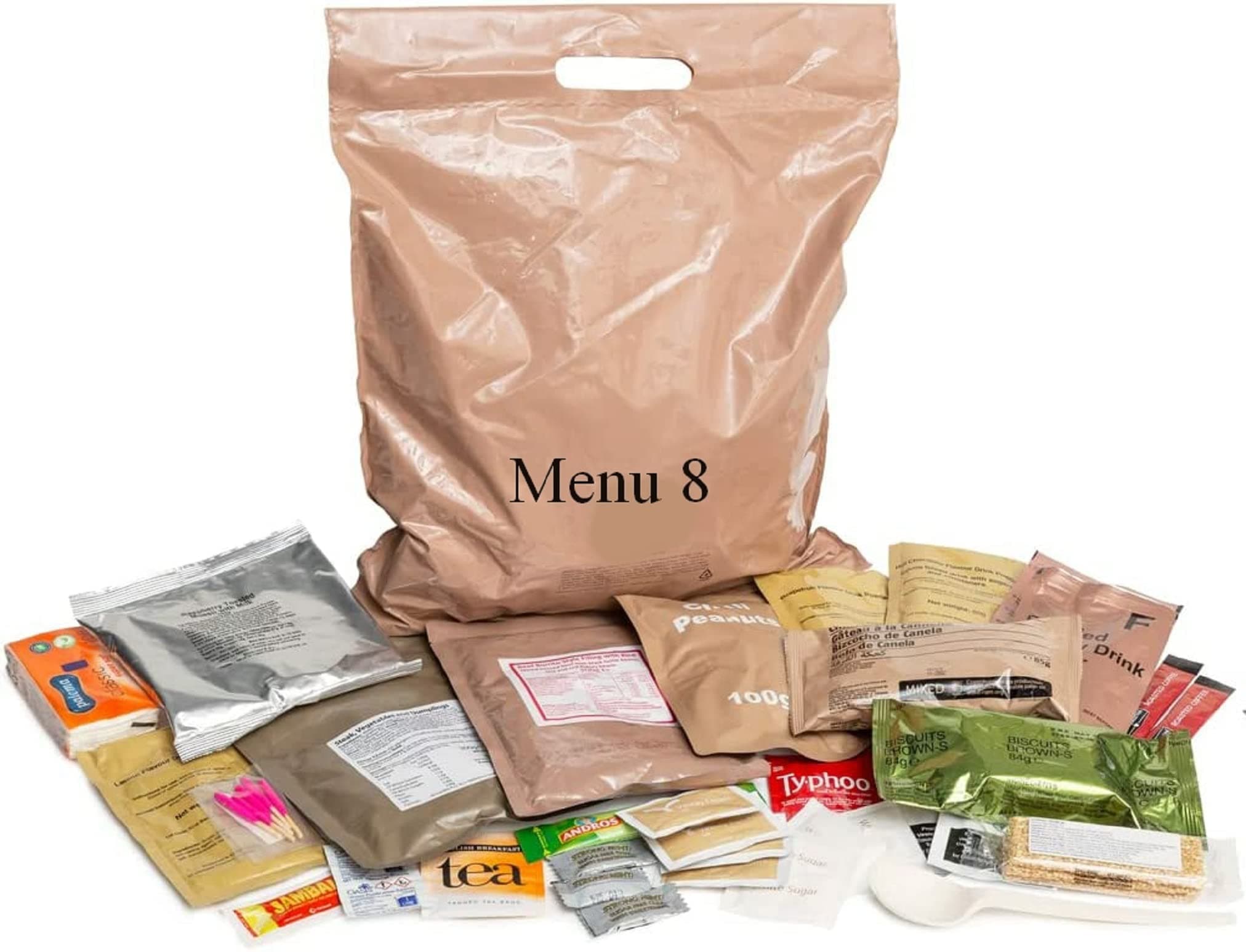 British Army Style 24 Hour Ration Pack - PD 06/22 - British Army Style MRE - Menu 8 - Military Style Ration Pack - Camping Food - Survival Food - Meals Ready To Eat
