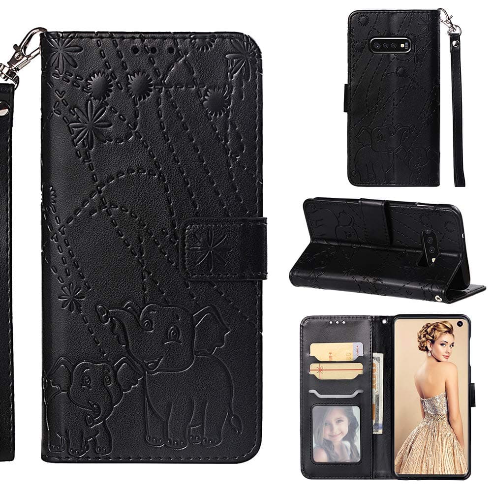 Macoku 3D Pattern Wallet Full Body Protection Shockproof Folio Case for Galaxy S10E 5.8 Inch, PU Leather Flip Cover with Card Slot