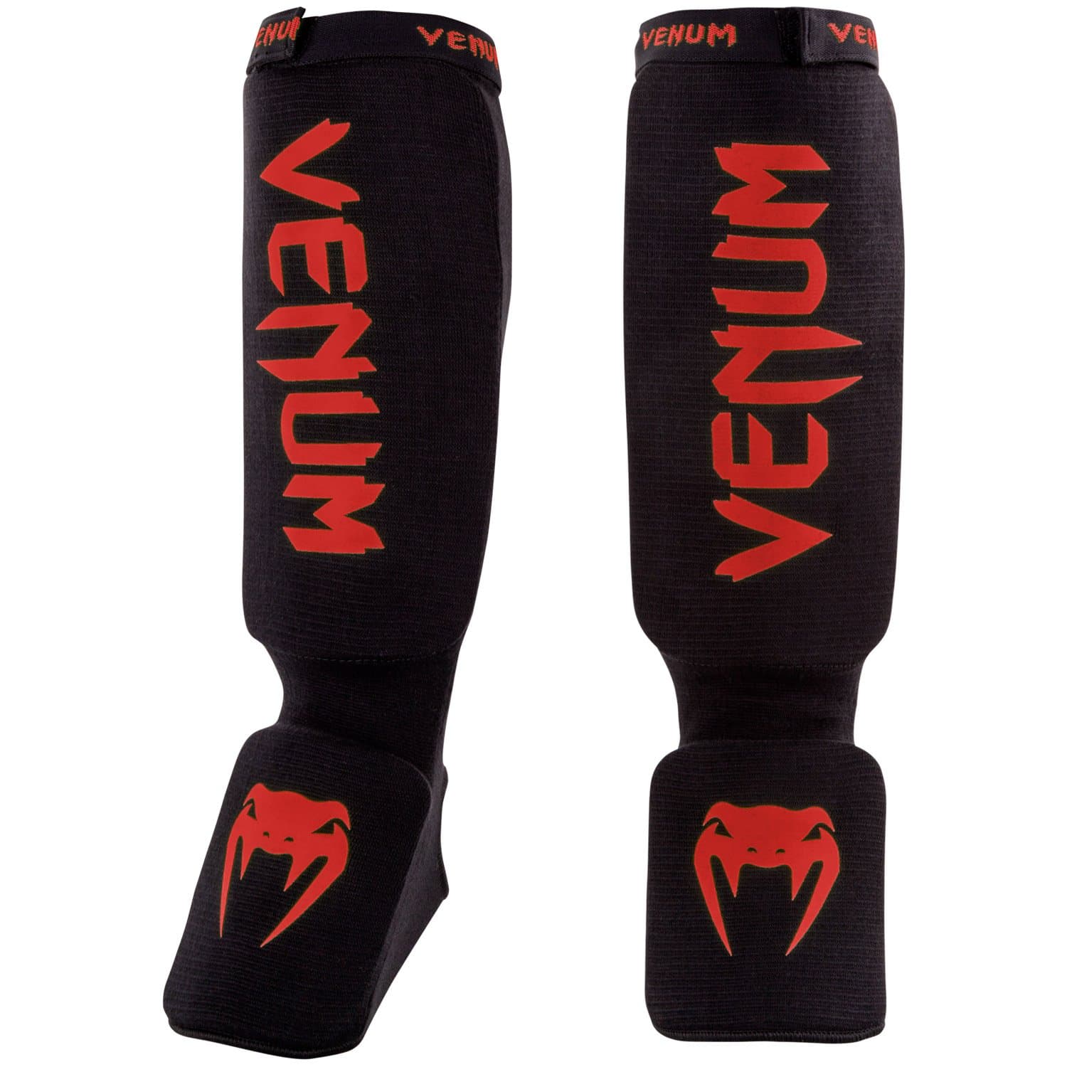 Venum Kontact Shinguards - Black/Red, One Size