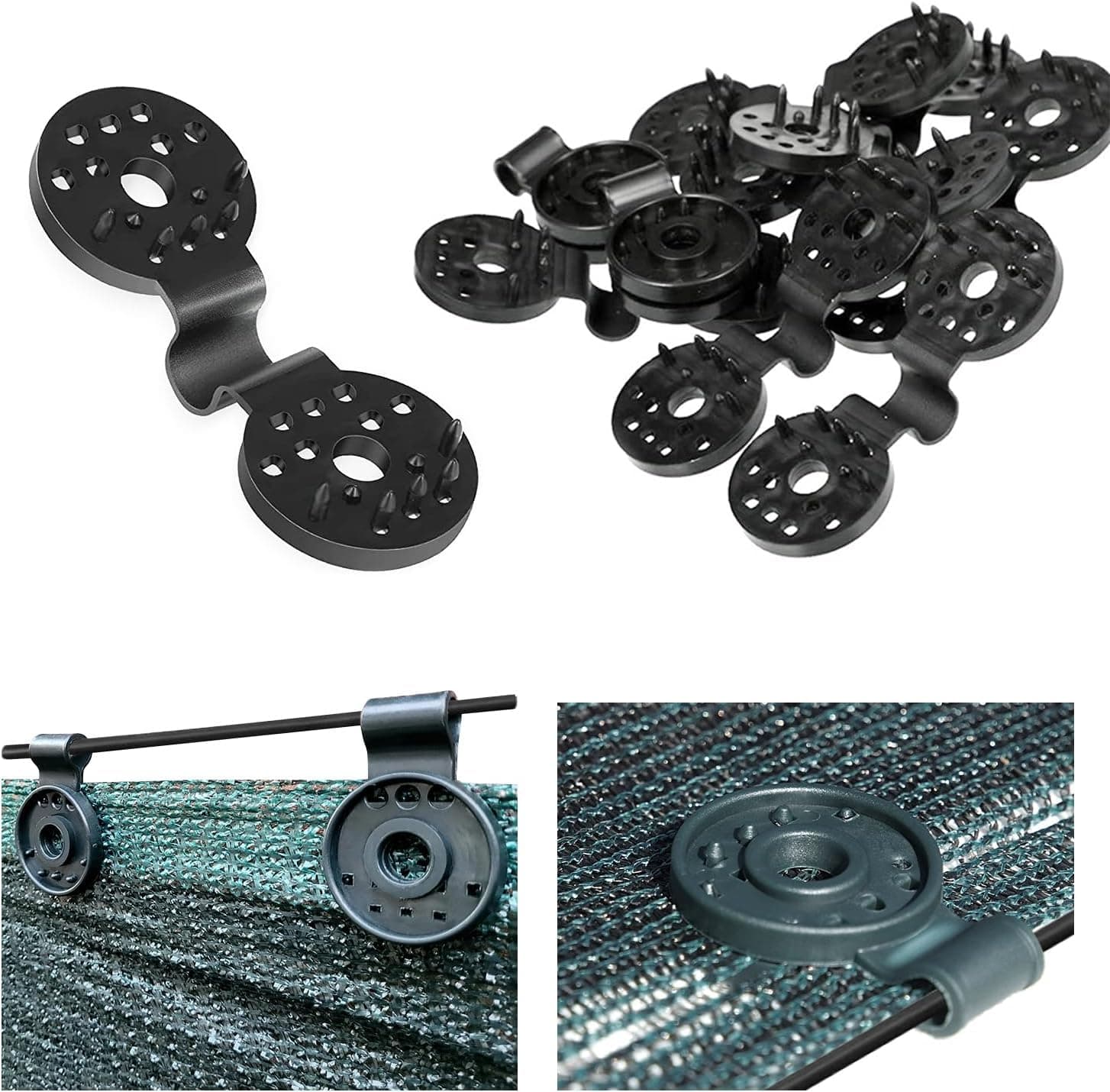 HBSTUDIO Shade Cloth Plastic Clips, Attachment and Placement For Sun Shade Net, Anti Bird Netting, Garden Netting, Shade Netting, Shade Fabric Accessories, (40PCS Black)