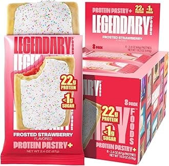 22g Protein Pastry 0g Added Sugar, Low Carb, Gluten Conscious, Keto Snack, Ideal for Glucose Management, Includes Whey Protein Isolate, 8 Pack Frosted Strawberry