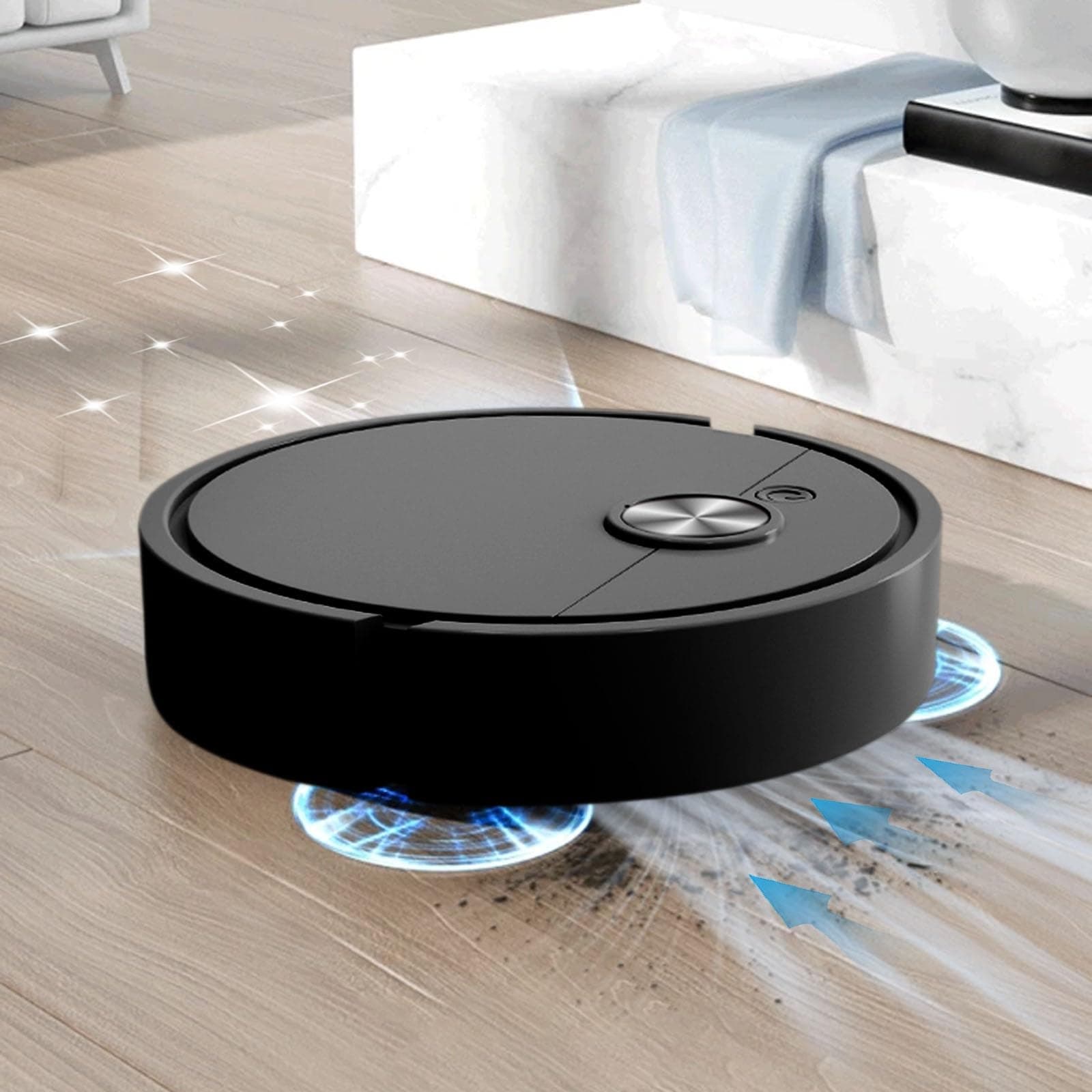 Smart Robotic Vacuum Cleaner, 3-in-1 Automatic Sweeping, Mopping & Self-Emptying for Hardwood Floors, Carpets & Pet Hair (Black)