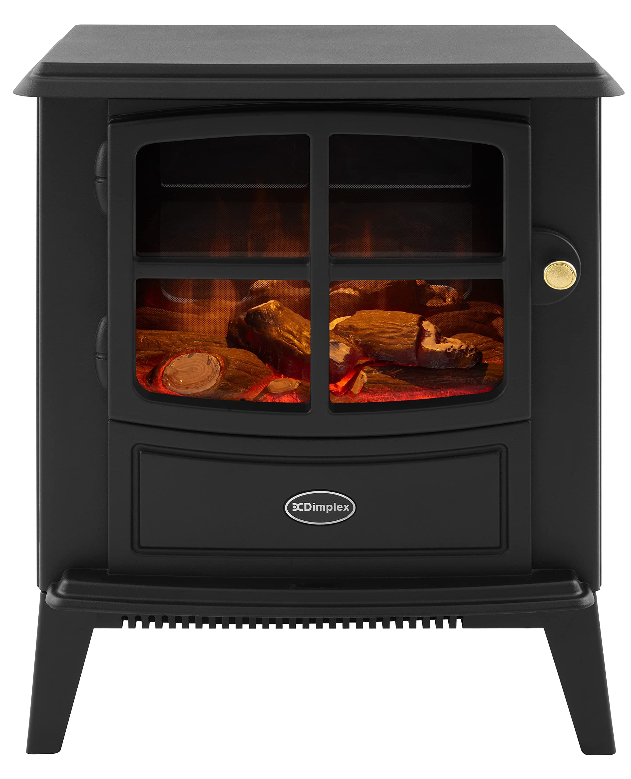 Brayford Optiflame Freestanding Electric Stove, Black Free Standing Wood Burner Style Fire with Logs, LED Flame Effect, 2kW Fan Heater, 1000/2000 Watt Heat Settings and Remote Control