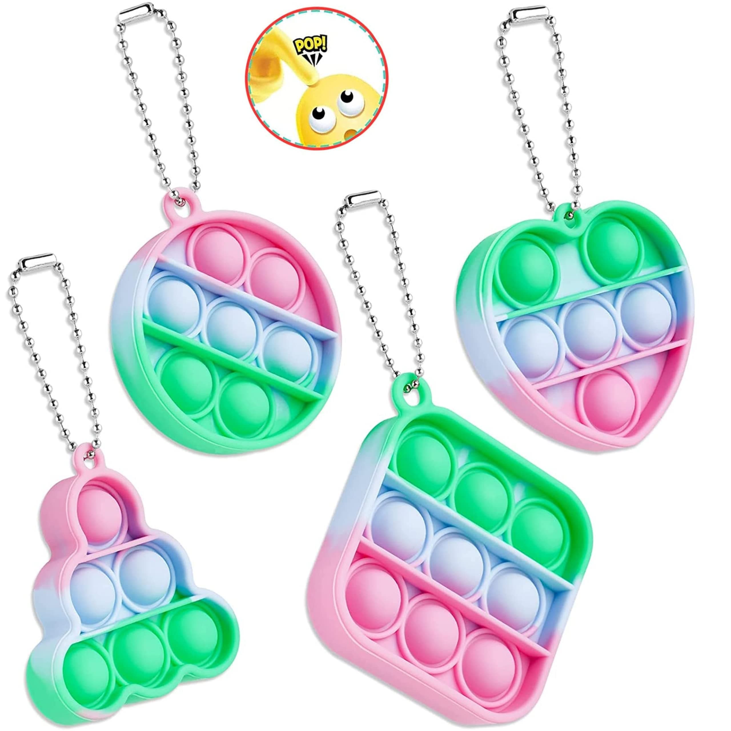 Wikki Mini Pop it Fidget Toy Mini Keychain Pop it Fidget Toy Poppet Fidget Toy Multipack Small Pop it Keyring Multipack Sensory Toys for Kids Adults Fidget Mini Pop it Squeeze Bubble Fidget Keychain