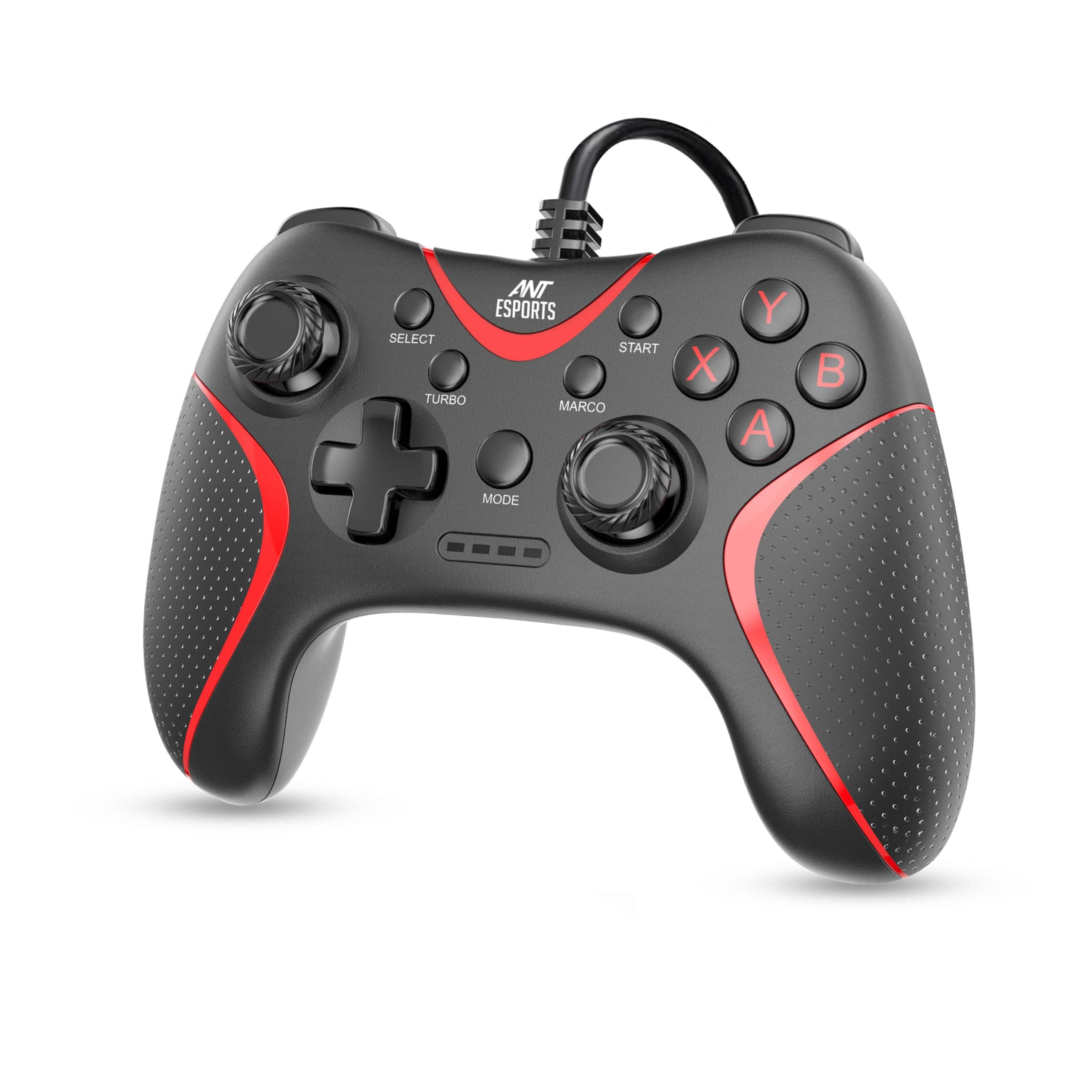 Ant Esports GPL200 Wired Gaming Controller Game Controller Joystick with Dual-Vibration Turbo and Trigger Buttons for Windows PC/ PS3/ Android TV Box(Black)